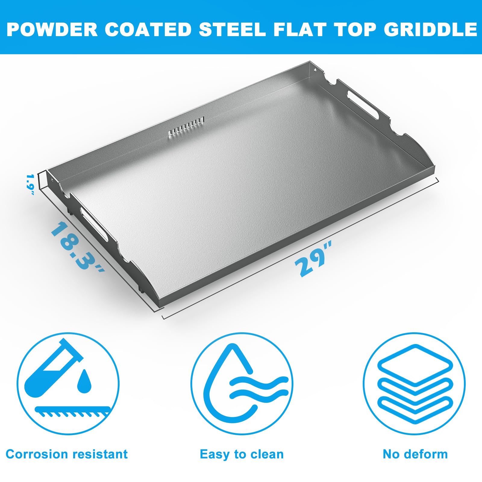 Plancha plana para Blackstone de 28 pulgadas con recubrimiento en polvo de acero con sistema de grasa trasera para Blackstone 1517 1883 1924 1853 1963 1885 1856 1605 1803 2