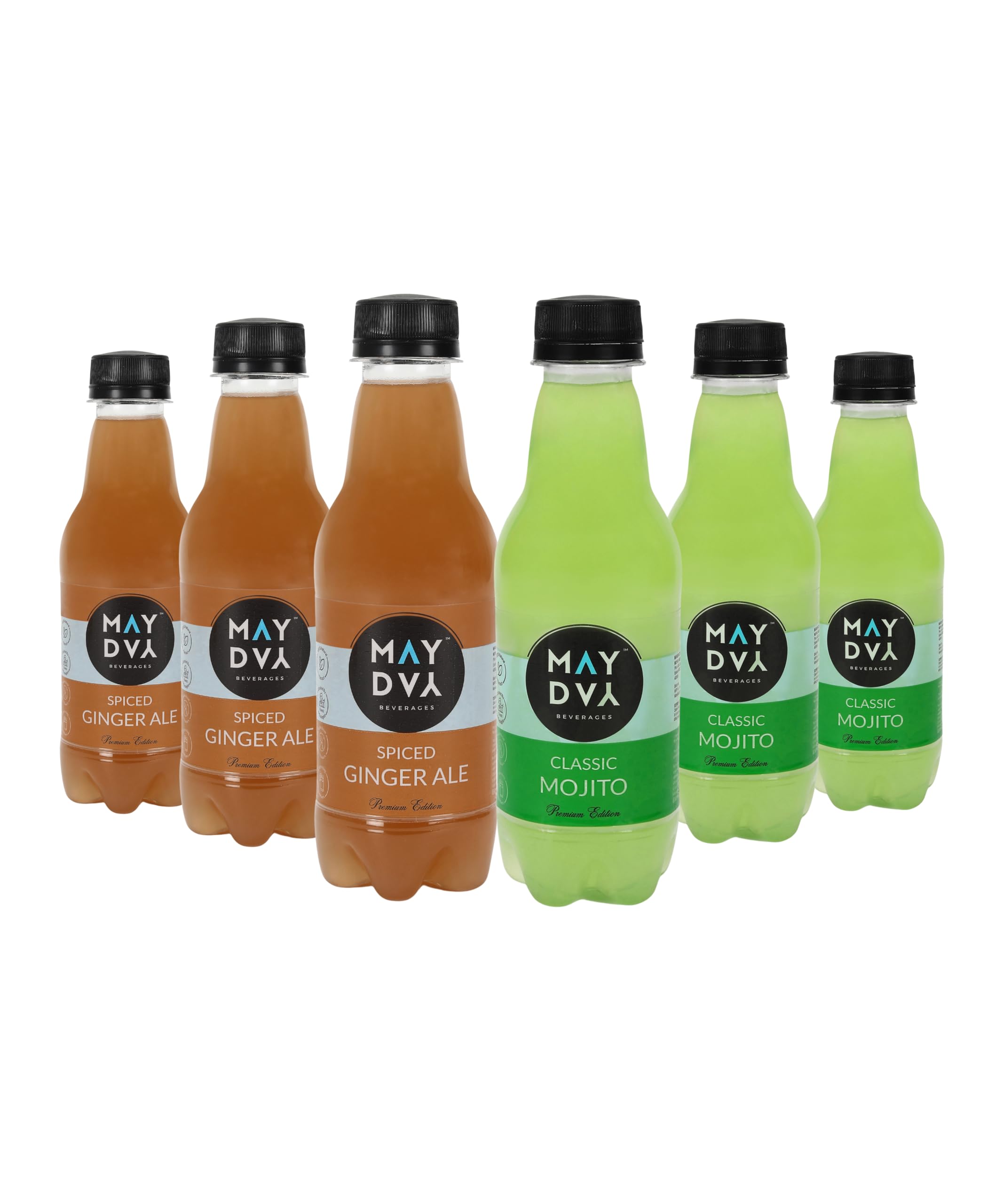 May Day MOJITO & SPICED GINGER ALE Combo Pack | Ready to Drink Mocktail | Premium Sparkling Cocktail Mixer | 100% Natural, No Artificial Flavor | Real Fruits & Herbs with Goodness of Superfoods | Pack of 6 X 250 ml