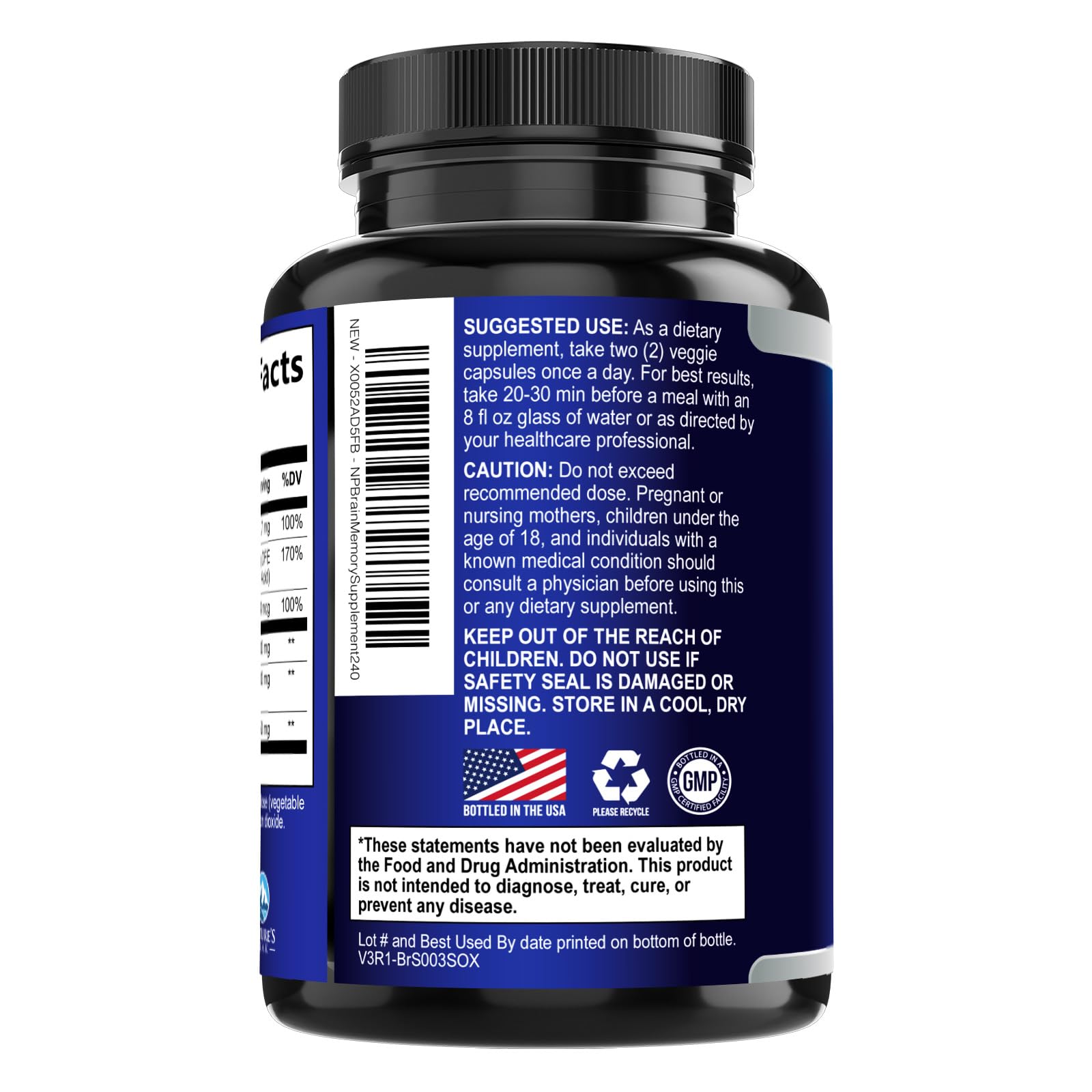 Brain Memory Supplement Pills - 3X Strength Nootropics for Concentration, Clarity & Focus Support - Brain Health Cognitive Vitamins B6 B12 with Folate & Phosphatidylserine, Brain Booster, 240 Capsules — Amazon image 8