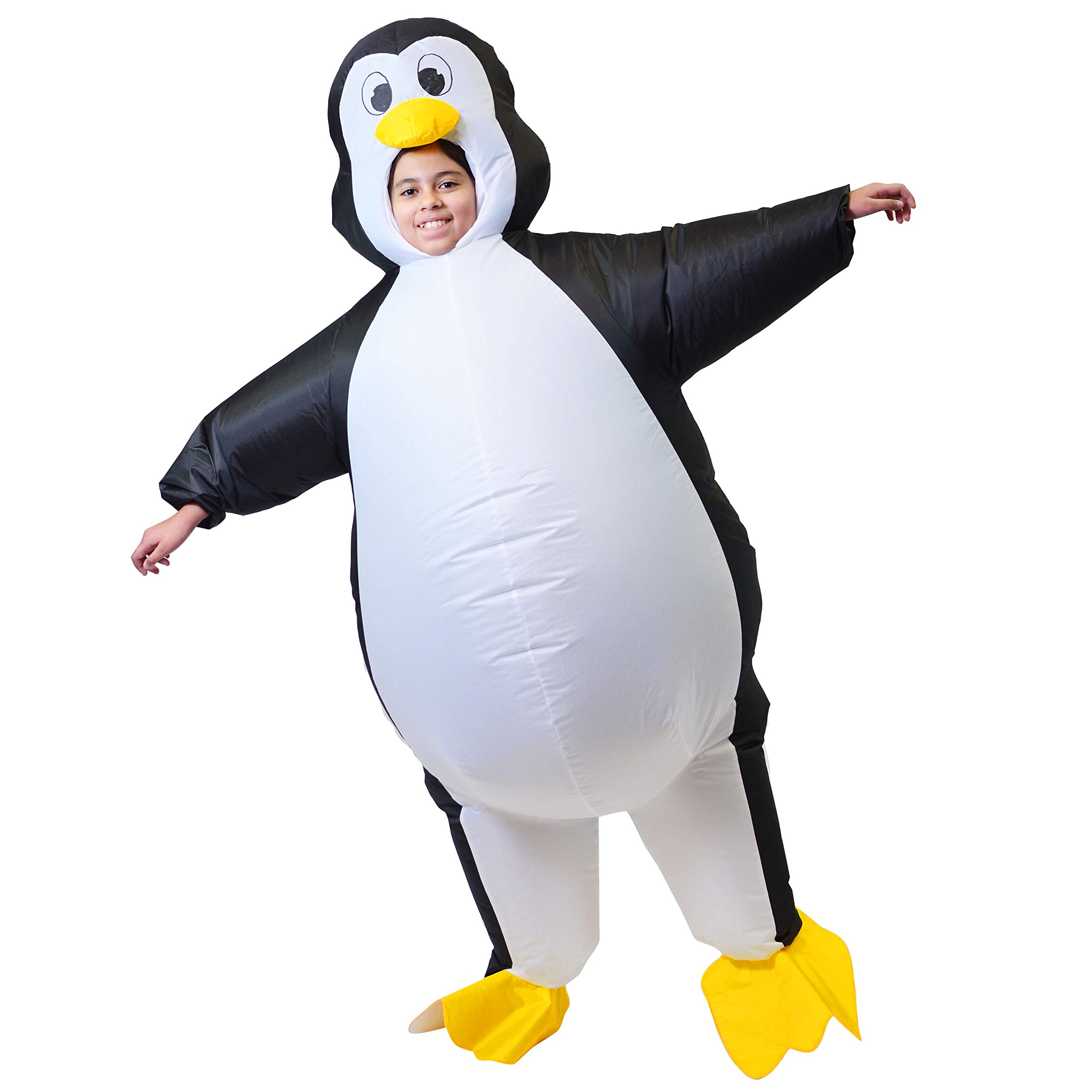 Disfraz inflable de pingüino para niños, disfraz de pingüino inflable de lujo para Halloween, fiestas temáticas de cosplay, niños (7 a 10 años) 4