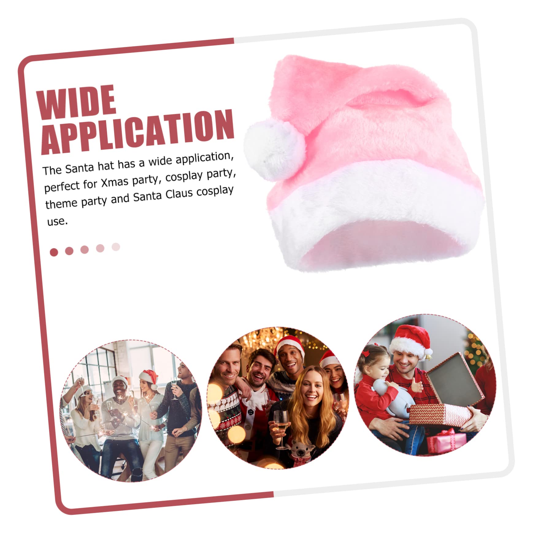 TOPBATHY 5 Piezas Gorro De Papá Noel De Felpa Gorra De Santa Claus Sombrero De Santa Para Fiesta Gorro De Papá Noel De Navidad Sombrero De Navidad De Peluche Felpa Corta Rosa