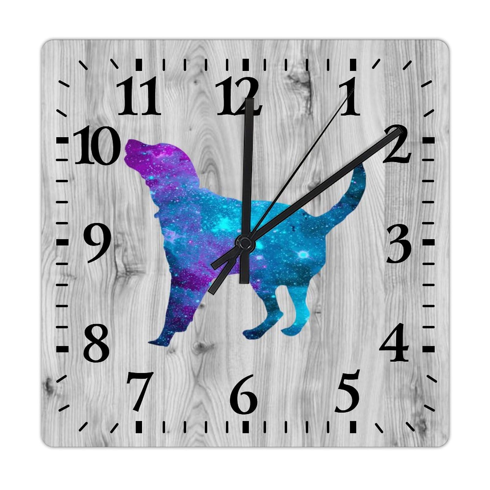 Horloge murale carrée en bois labrador silencieuse 38 cm
