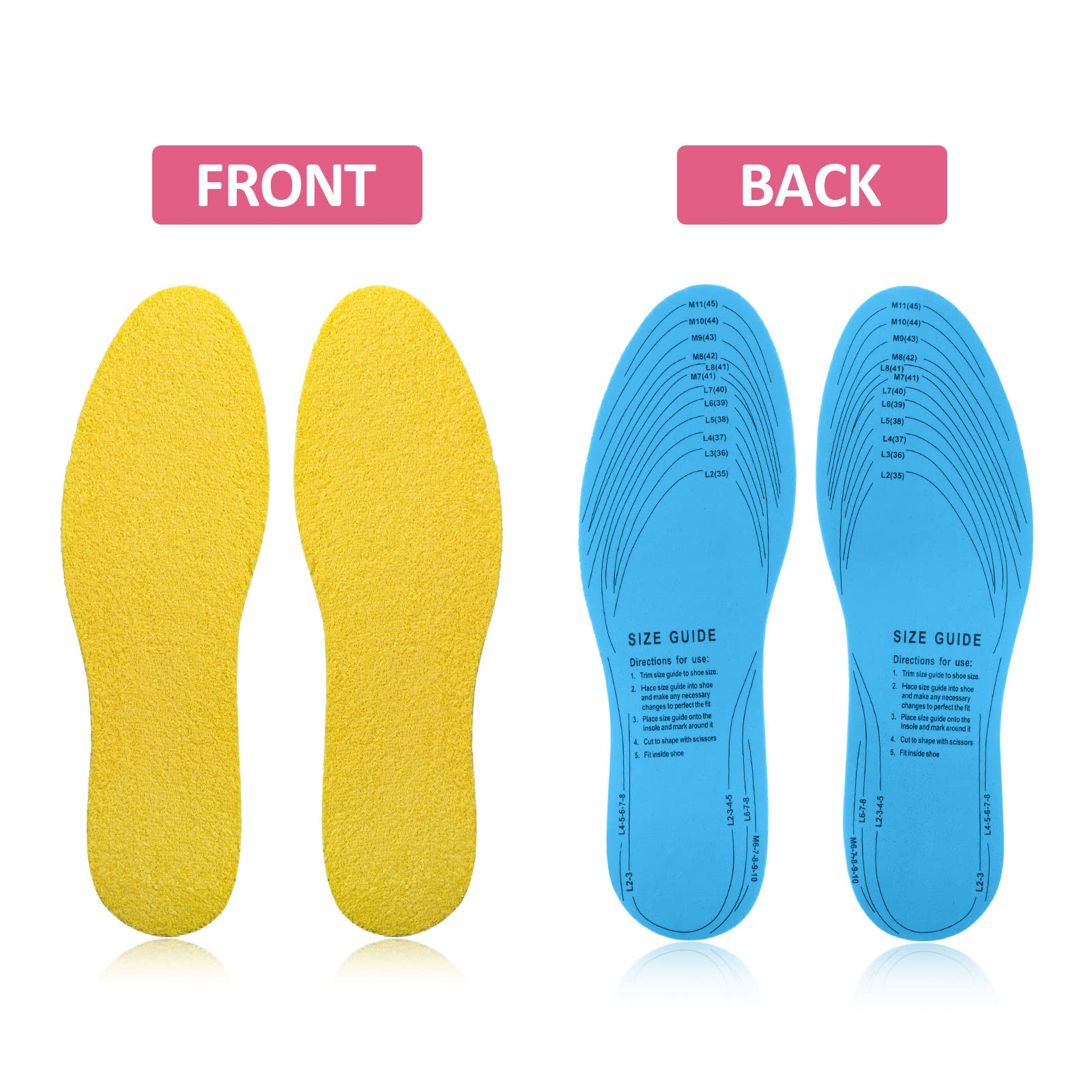 Hercicy 4 pares de plantillas lavables de tela de rizo para mujer, plantillas de repuesto para zapatos descalzos de algodón para hombres 7-11 mujeres 2-8 (colores brillantes)