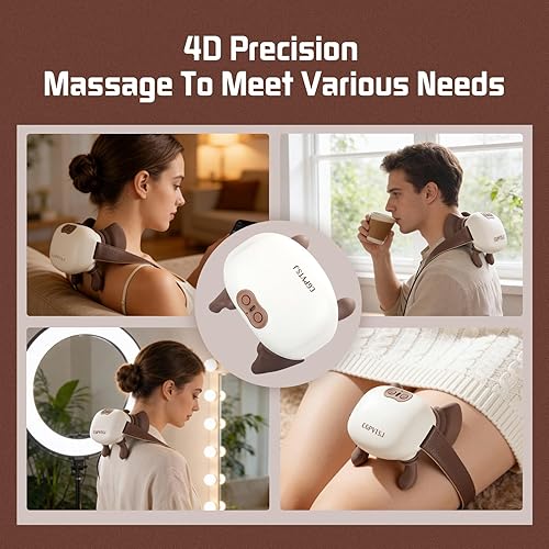 Miniatura 7 de Masajeador de cuello con calor para aliviar el dolor de tejido profundo Masajeador inalámbrico de cuello y hombros con calor y dedos Bionic Hand