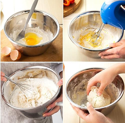 Miniatura 5 de Tazón de acero inoxidable, ensaladera de 6.5 cuartos de galón, cuencos de metal, lavabo de acero inoxidable, acabado de espejo más profundo