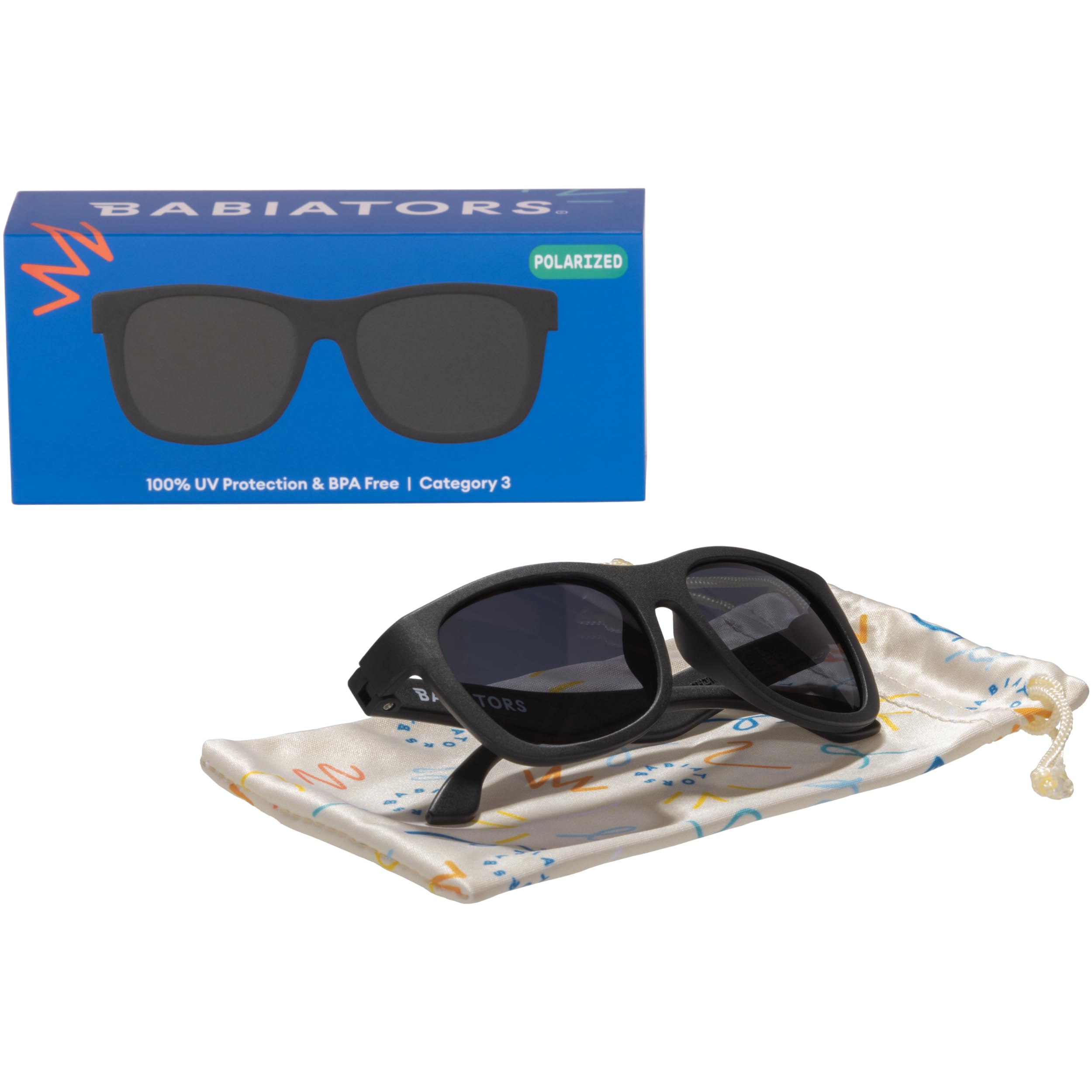 Babiators Polarisierte Navigator-Sonnenbrille, Jet Black Smoke (Alter 3–5 Jahre)