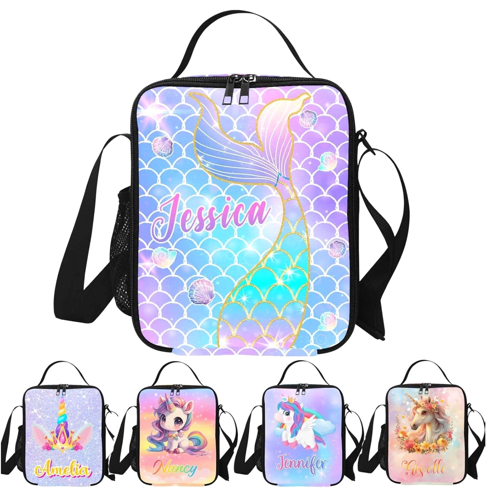 CETPYSYT Personalized Lunch Bags for Kids, Insulated Lunch Box for Girls Boys Age 5+, Durable, Adjustable Shoulder Strap, Keeps Food Warm, for School