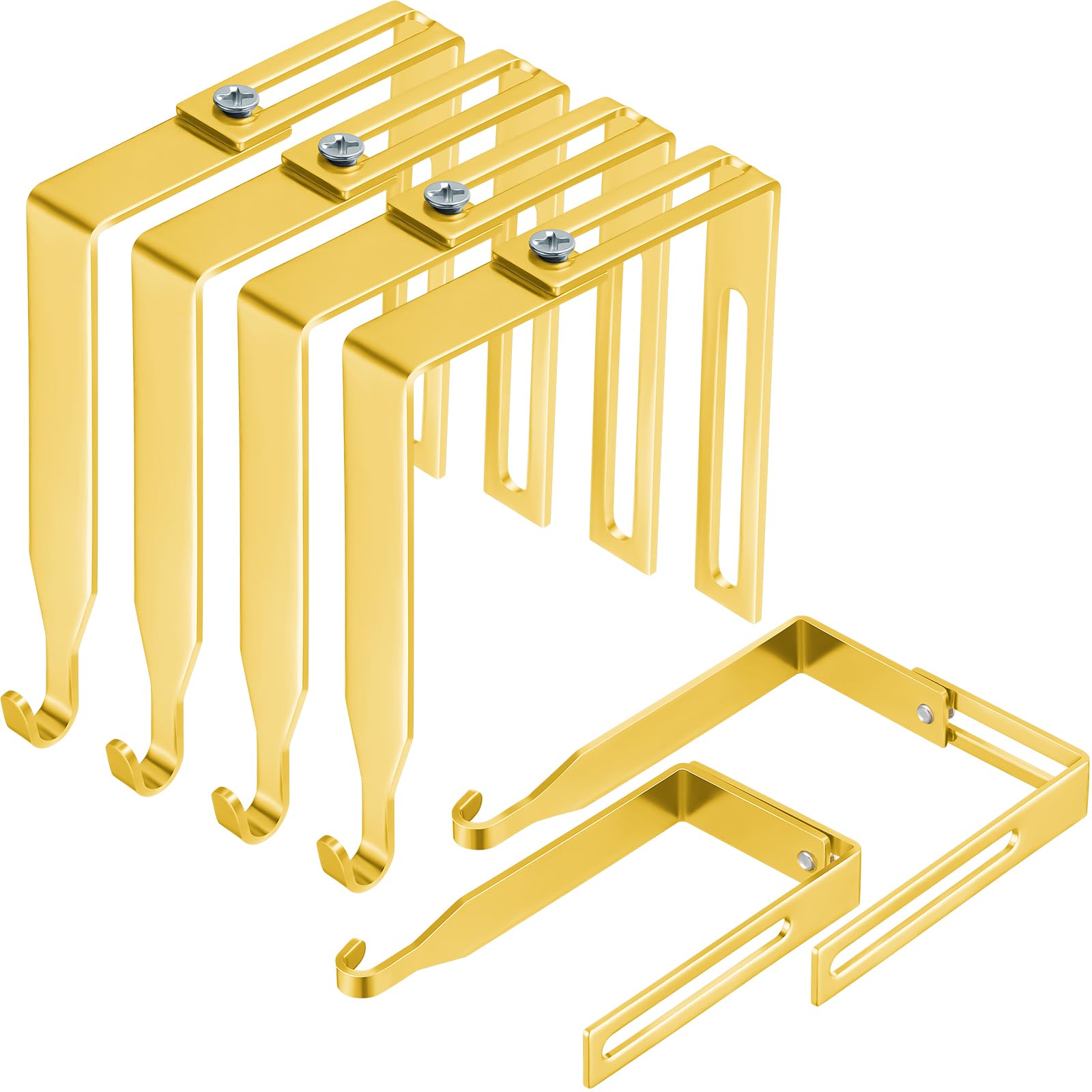 Amylove 4 Pcs Adjustable Cubicle Hooks Metal Hangers, Gold, Classic