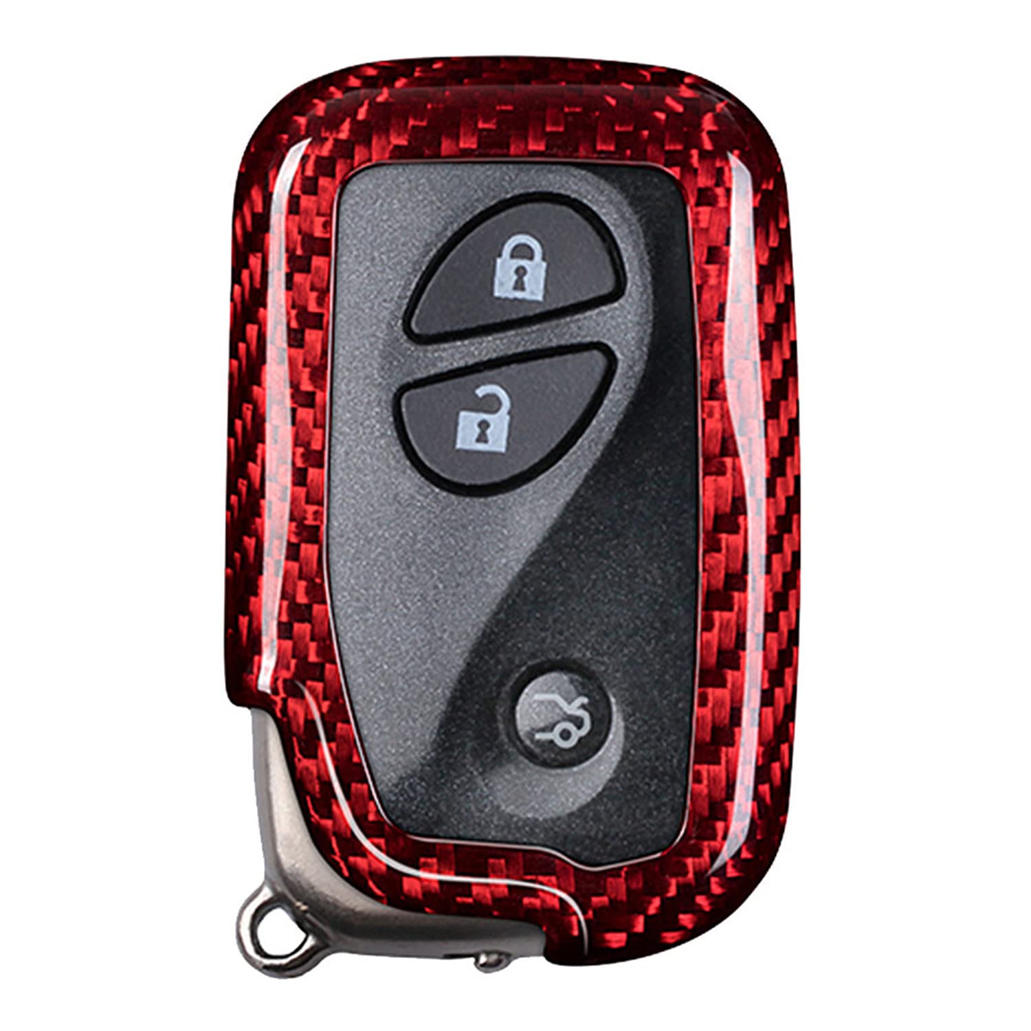 MissBlue Carbon Fiber Key Fob Cover For Lexus ES350 GS300 GS350 GS430 GS450h GS460 HS250h IS250 IS350 IS-C IS-F LS460 LS600h LX570 RX350 RX450h Base Car Key, Light Glossy Key Fob Protection Case - Red