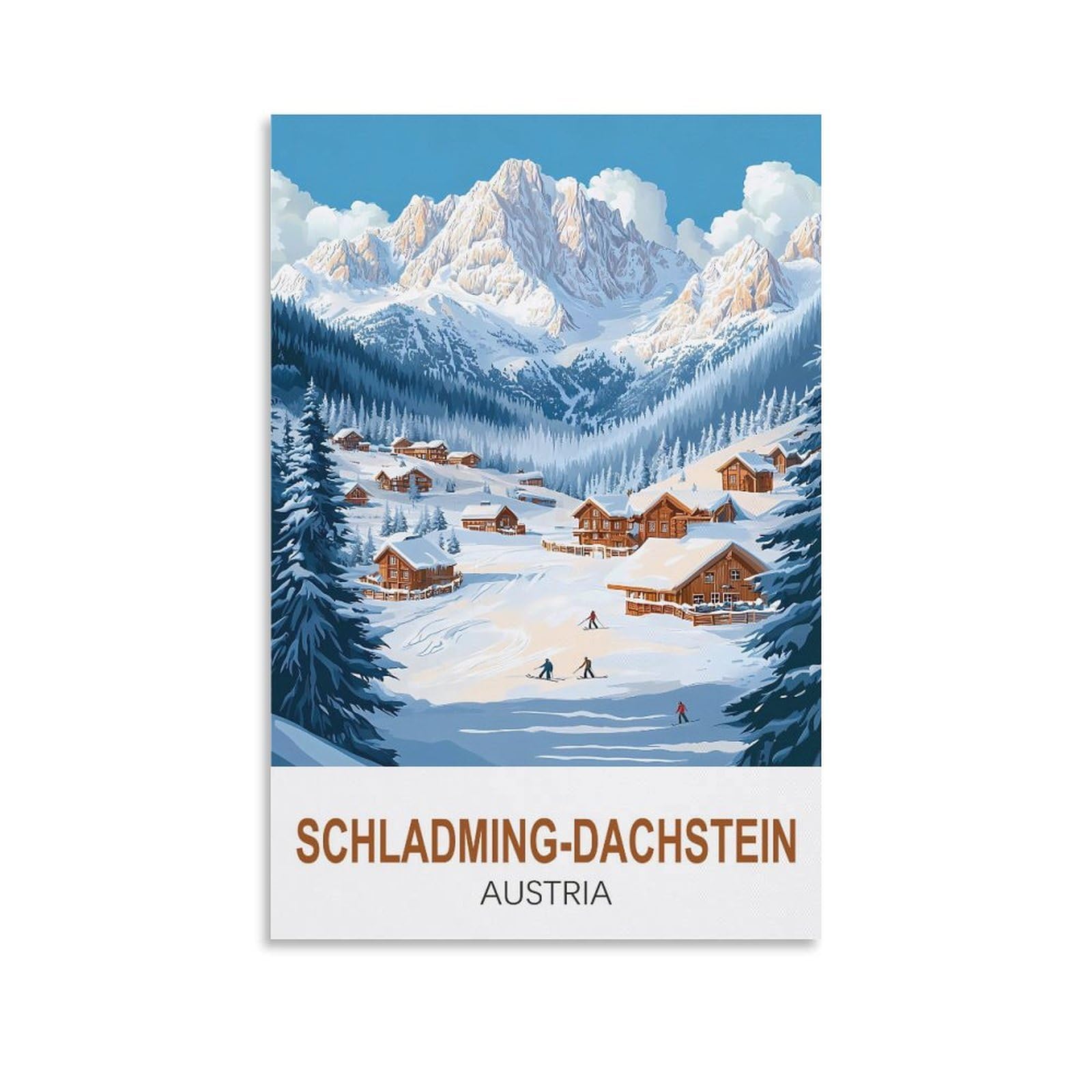 Clfmhnas Unframe-Style Schladming-Dachstein Austria Vintage Travel Poster 08X12inch(20X30cm) Canvas Wall Art Prints