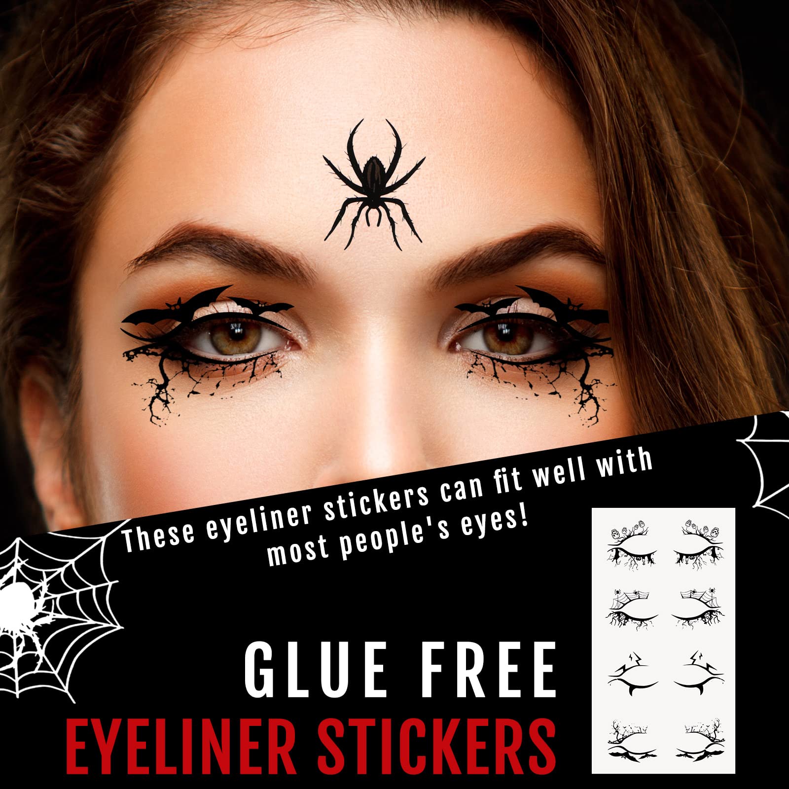 Lot De 4 Paires D'eyeliner Tatouages Temporaires - Cats Eyes Pinup - Noir - Neuf Sous Blister