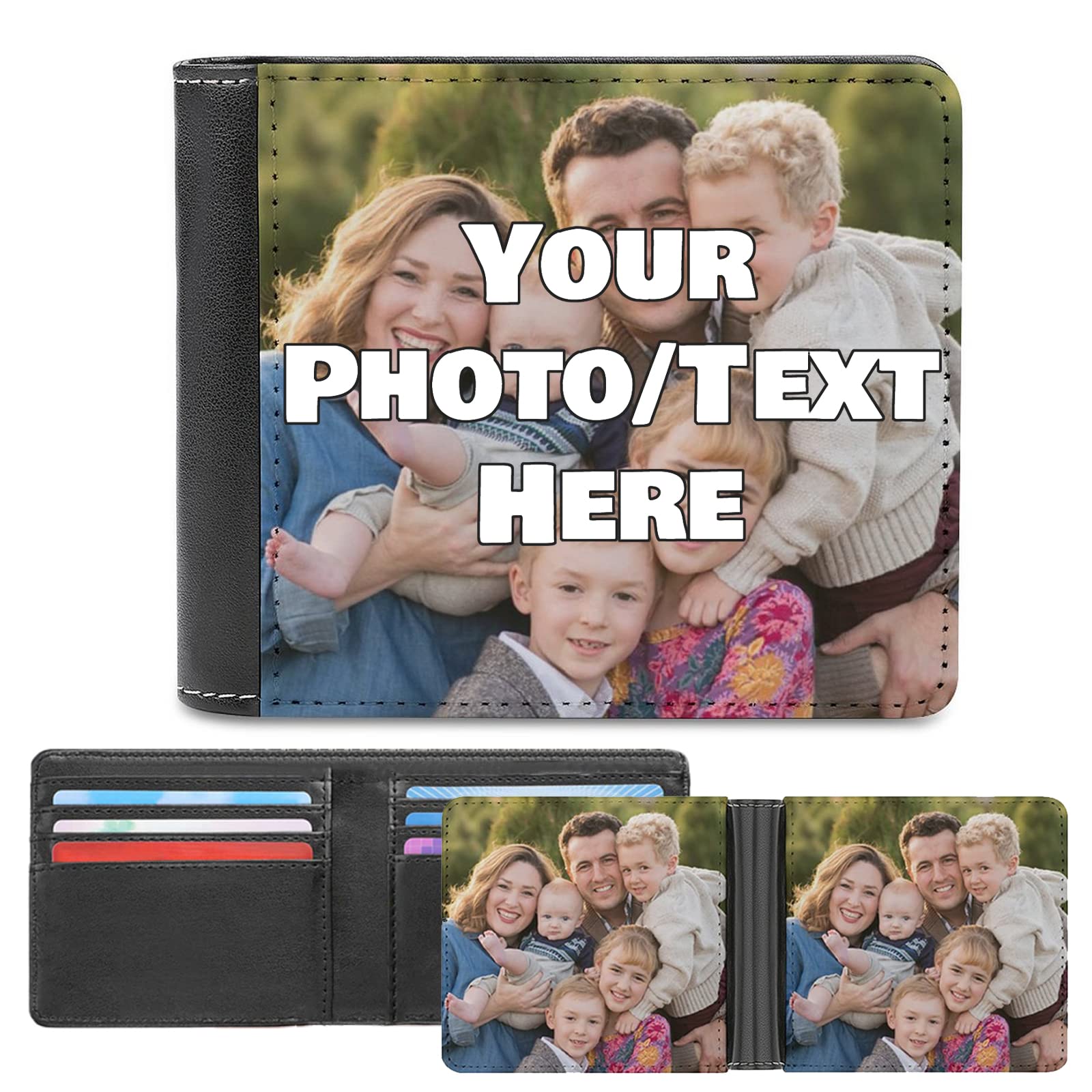 EAQ Personalized Wallet Custom Wallet for Men Leather Photo Wallet Double-Sided Print for Husband Dad Boyfriend