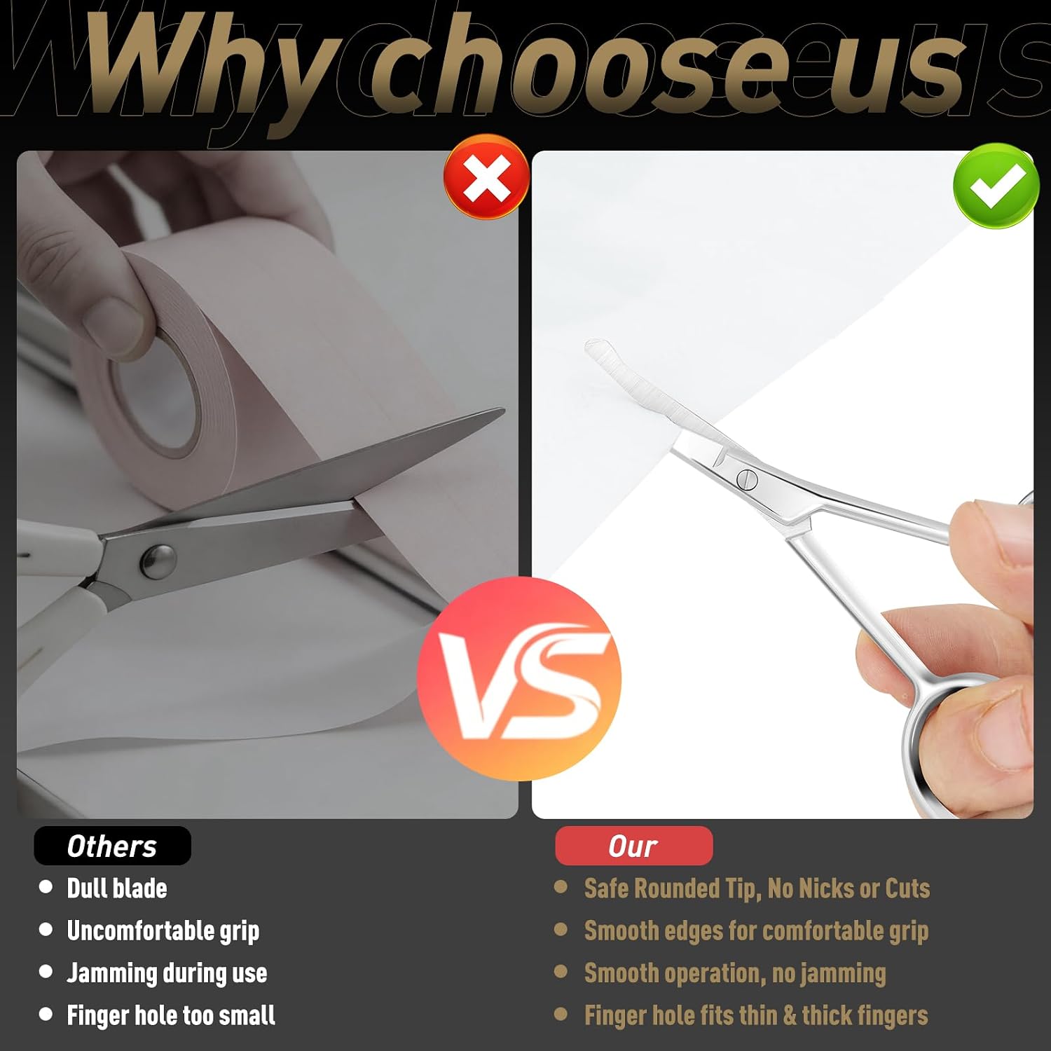 Professional Eyebrow Scissors & Nose Hair Clippers with Leather Case – Rounded Tip Safety Grooming Kit for Beard, Moustache & Facial Hair