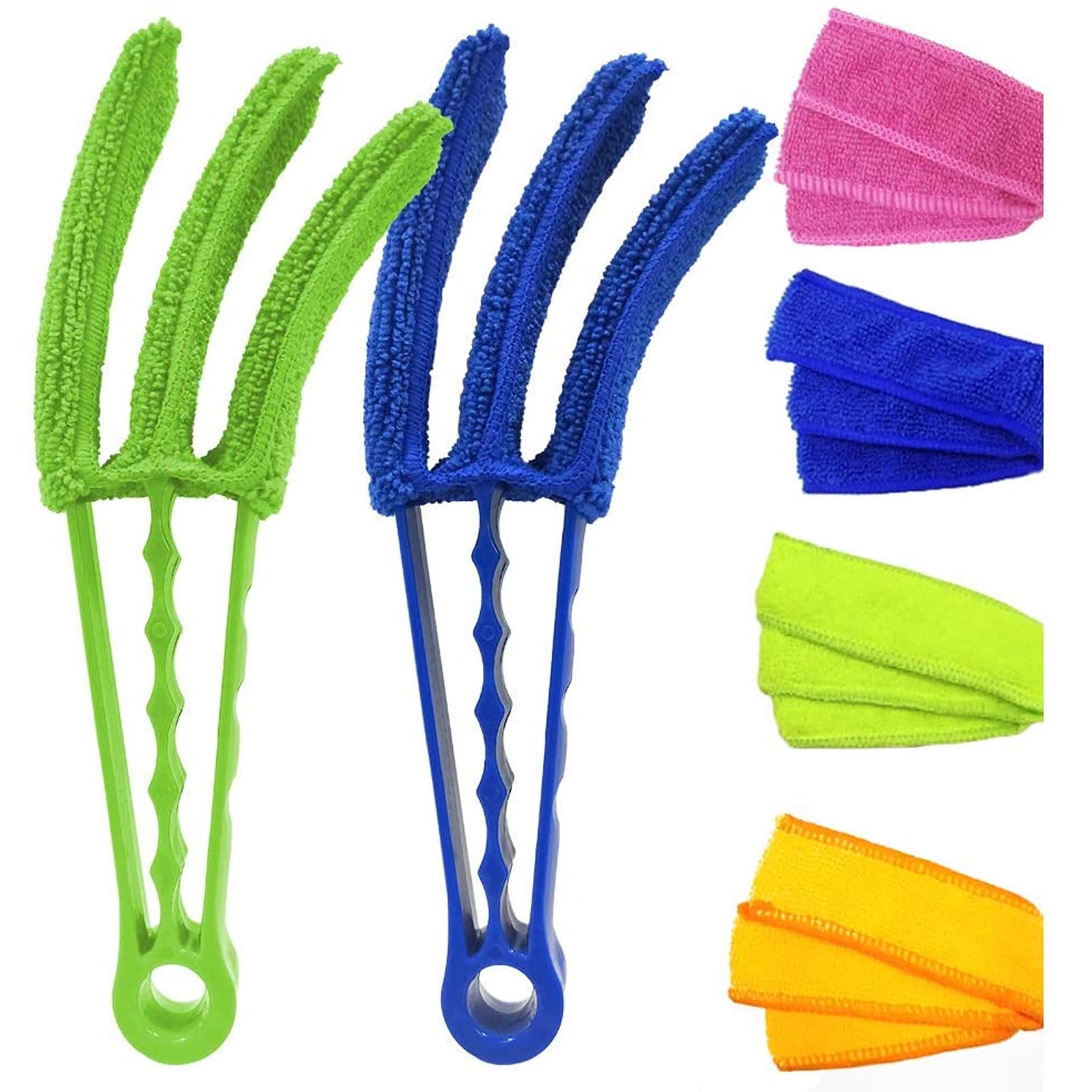 CosywellWindow Blind Duster Brush 2 Pack with 6 Microfiber Sleeves for Air Conditioner Shutters Blind Cleaning Tools Dust Collector Cleaning Cloth Tool