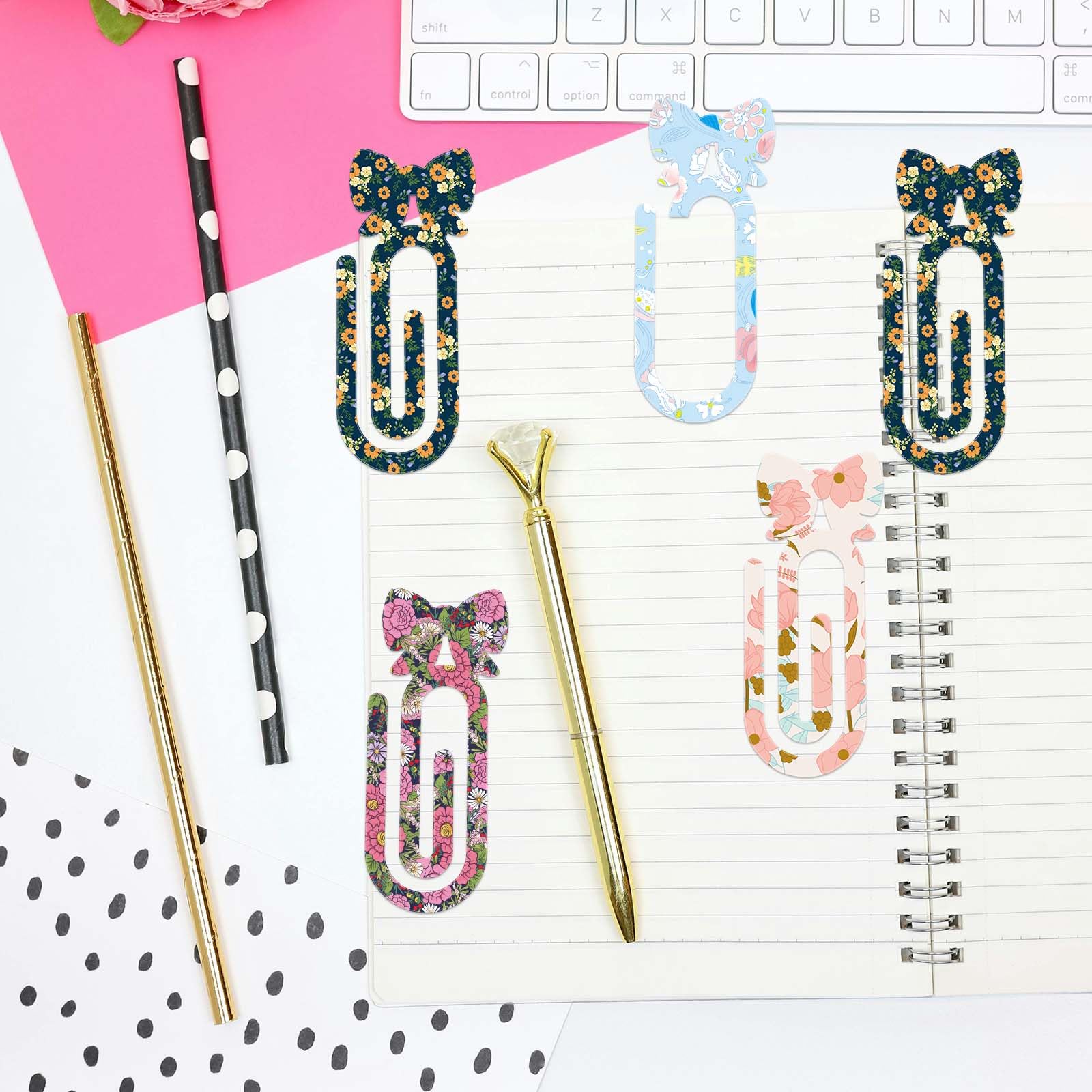 lasuroa 5 Pièces Supports Sublimation Plastique, Trombones Jumbo 10x3,7cm Supports de Trombones Nœud Fournitures Personnalisables pour Maison Bureau & École