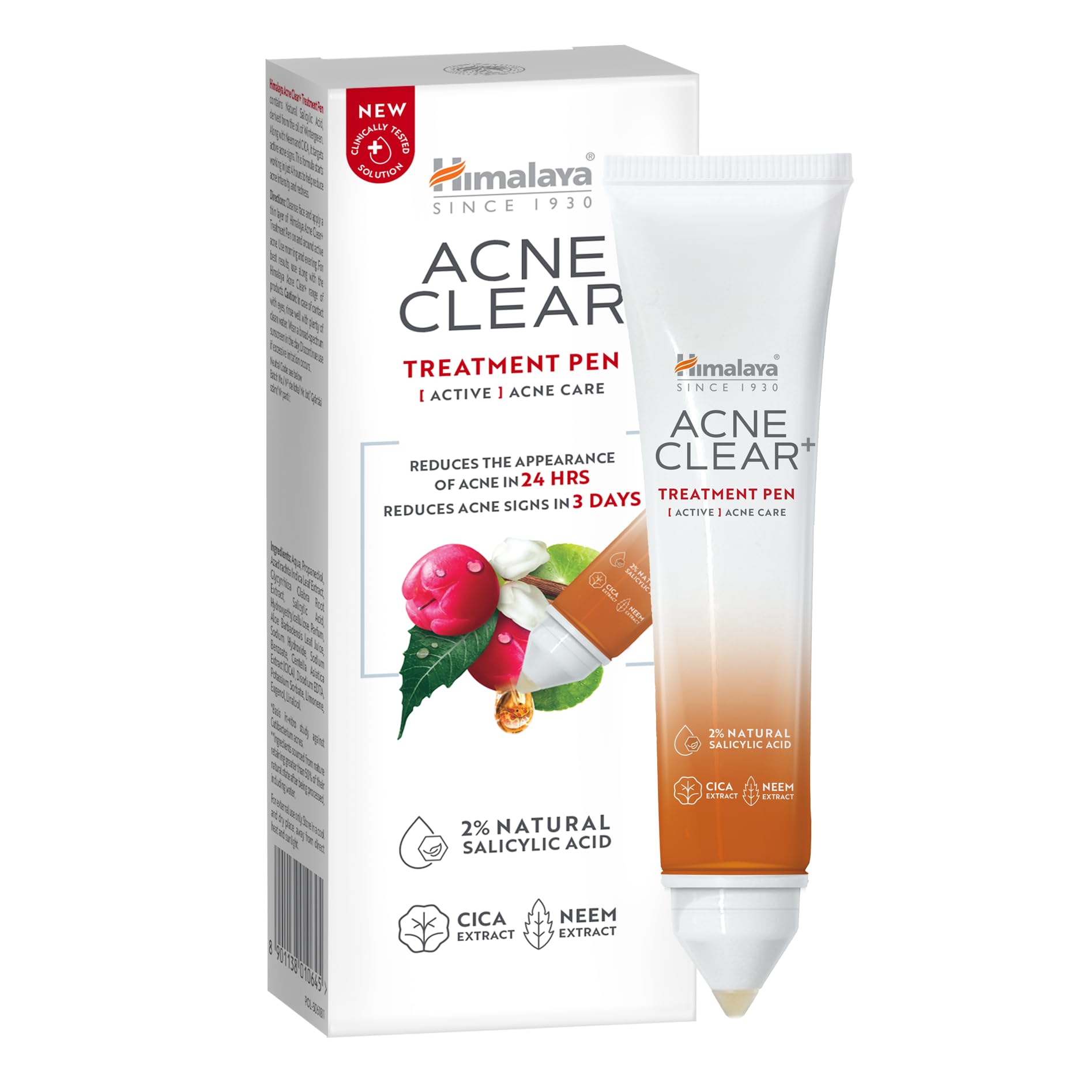 Himalaya Clear+ Treatment Pen – 2% Natural Salicylic Acid & CICA – Spot Corrector for Pimples – Reduces Acne Signs - Fights 5 Signs of acne, 15ml