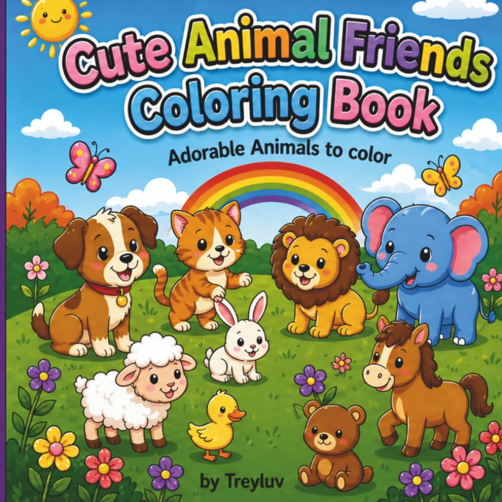 Cute Animal Friends Coloring Book: Adorable Animals to Color