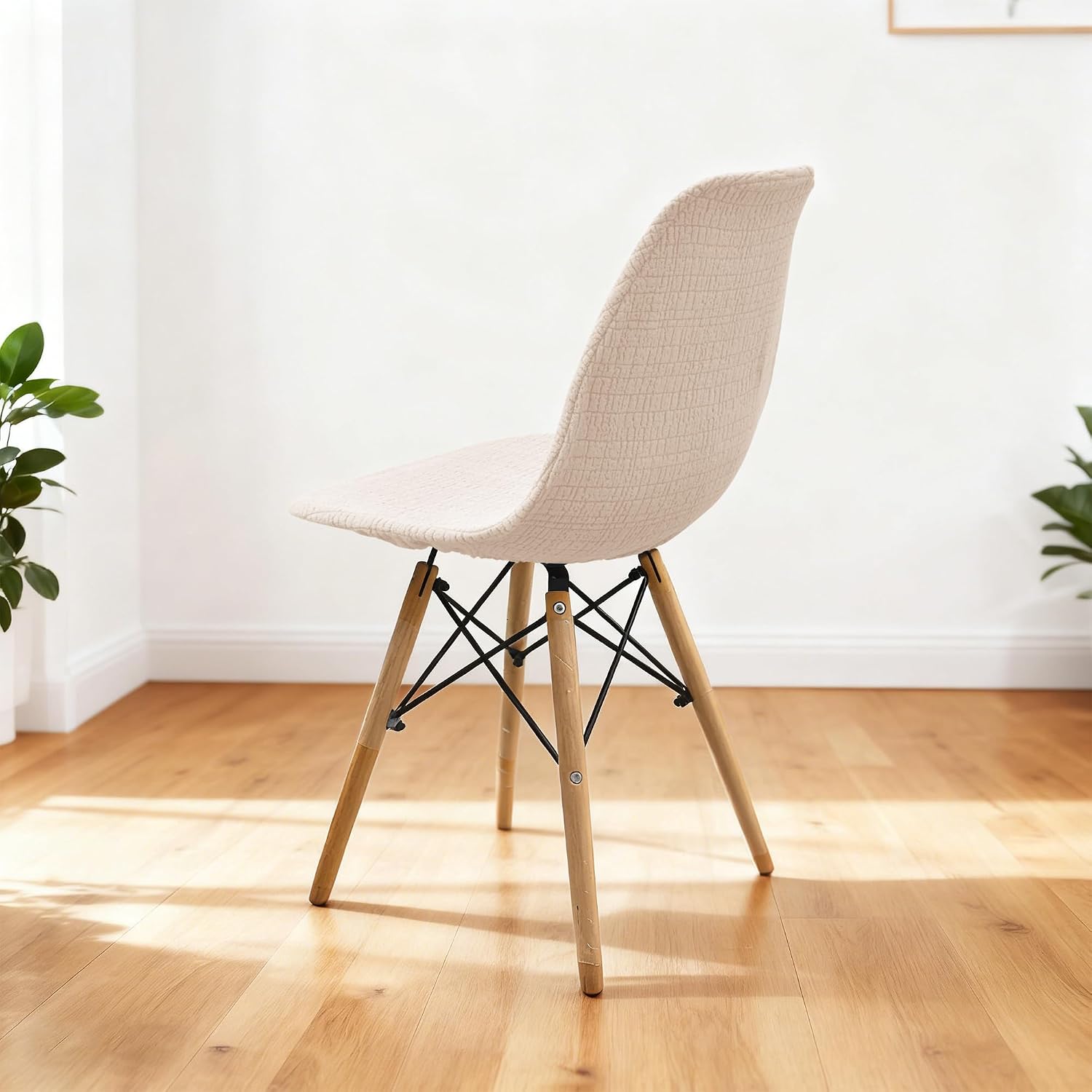 Eco-Ancheng Shell Chair Covers Mid Century Modern Dining Chair Covers Jacquard Lounge Armless Chair Cover Washable Chair Protector Stretch Slipcovers for Kitchen,Dining Room and Living Room,Set of 4