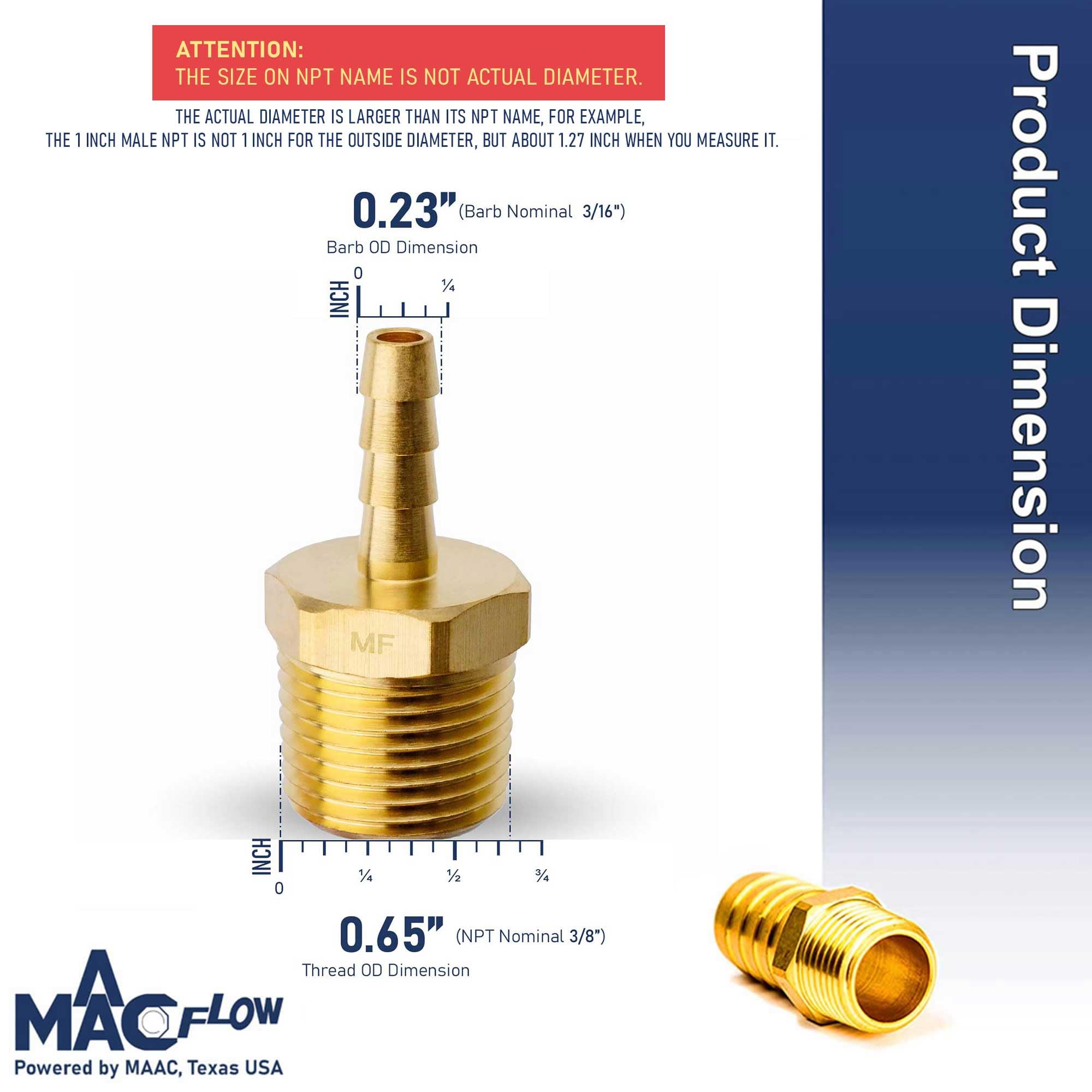 Amazon.co.jp: MAACFLOW MAACFLOW 真鍮 3/8インチ オス NPT から 3/16