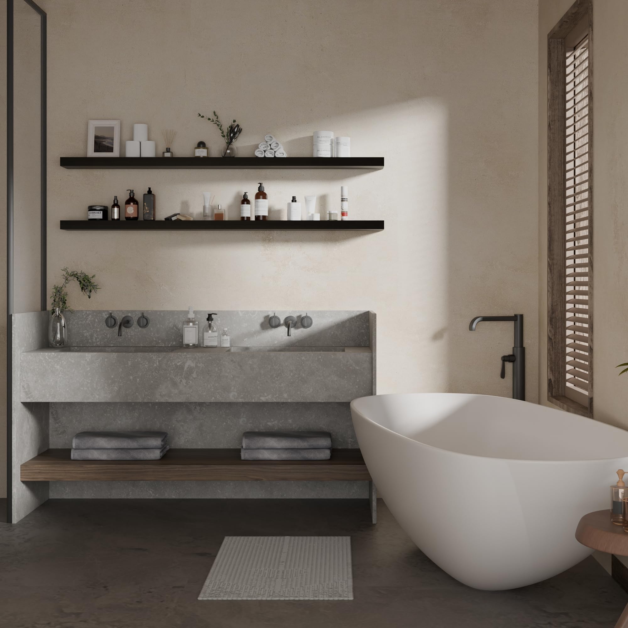 Estantes flotantes de 60 pulgadas de largo para pared, estantes largos de madera maciza, juego de 2, estantes rústicos montados en la pared con soportes invisibles para decoración y