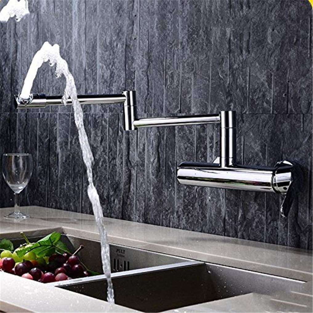 Robinet de cuisine avec bec pliable orientable en cuivre chromé durable
