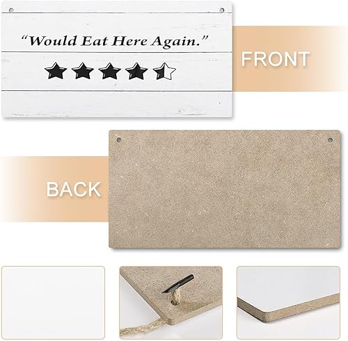 Miniatura 4 de Cartel de madera divertido estilo granja, con texto en inglés «Would Eat Here Again», letrero con 4 estrellas de 5, ideal para cualquier exhibición
