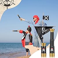 Vista 4 de 2 piezas de plástico pirata telescopio juguete portátil ajustable mini telescopio retro mini plástico pirata capitán telescopios monoculares juguete