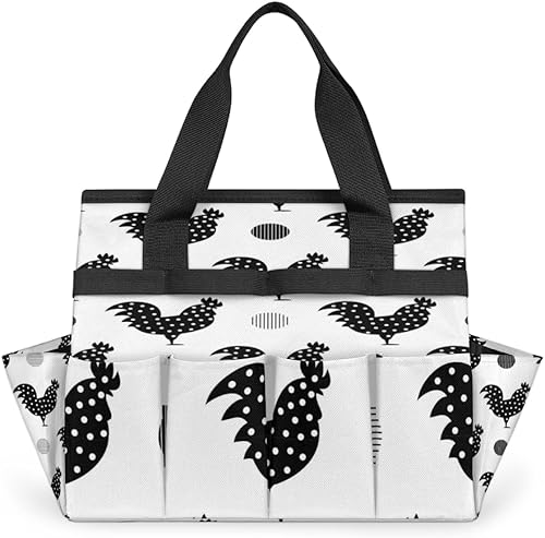 Bolsa de herramientas de jardín de pollos a lunares para mujeres y hombres, bolsas de almacenamiento de herramientas de jardinería con 10 bolsillos,