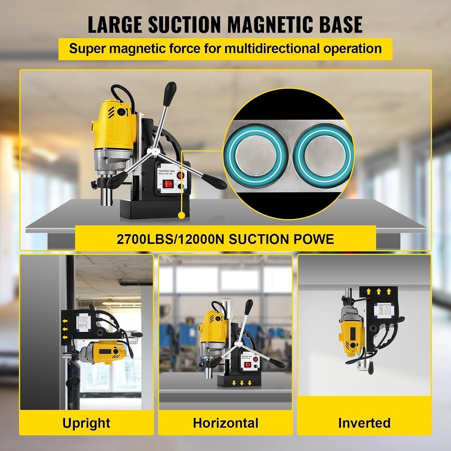 Magnetic Drill Press 980W 1100W 1200W Electric Bench Drilling Rig Machine for Engineering Steel Structure (1 MD40)