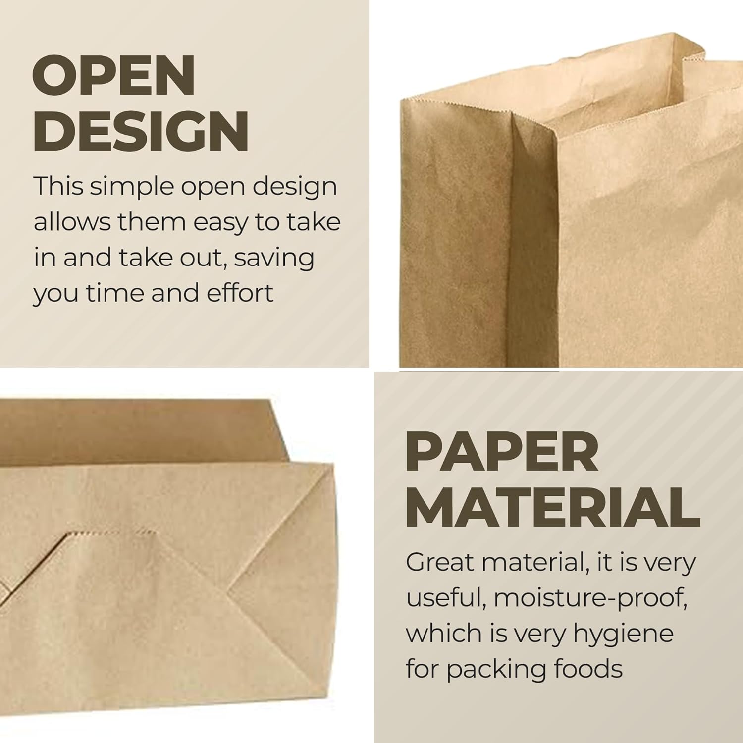 Kraft Brown Paper Lunch Bags | 4 Lb 500 Pack | Disposable Lunch Size Paper Bags for Kids, Small Business, Sandwich Snack Food, Grocery Shopping, Restaurant Supplies, Retail Store