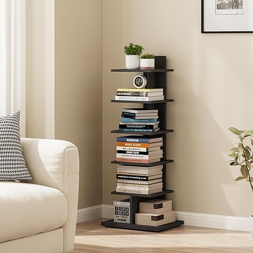 Miniatura 17 de TUTOTAK - Estantería estrecha, estantería de 8 niveles, estante de libros con espacio para la columna para espacios pequeños, estante de esquina de