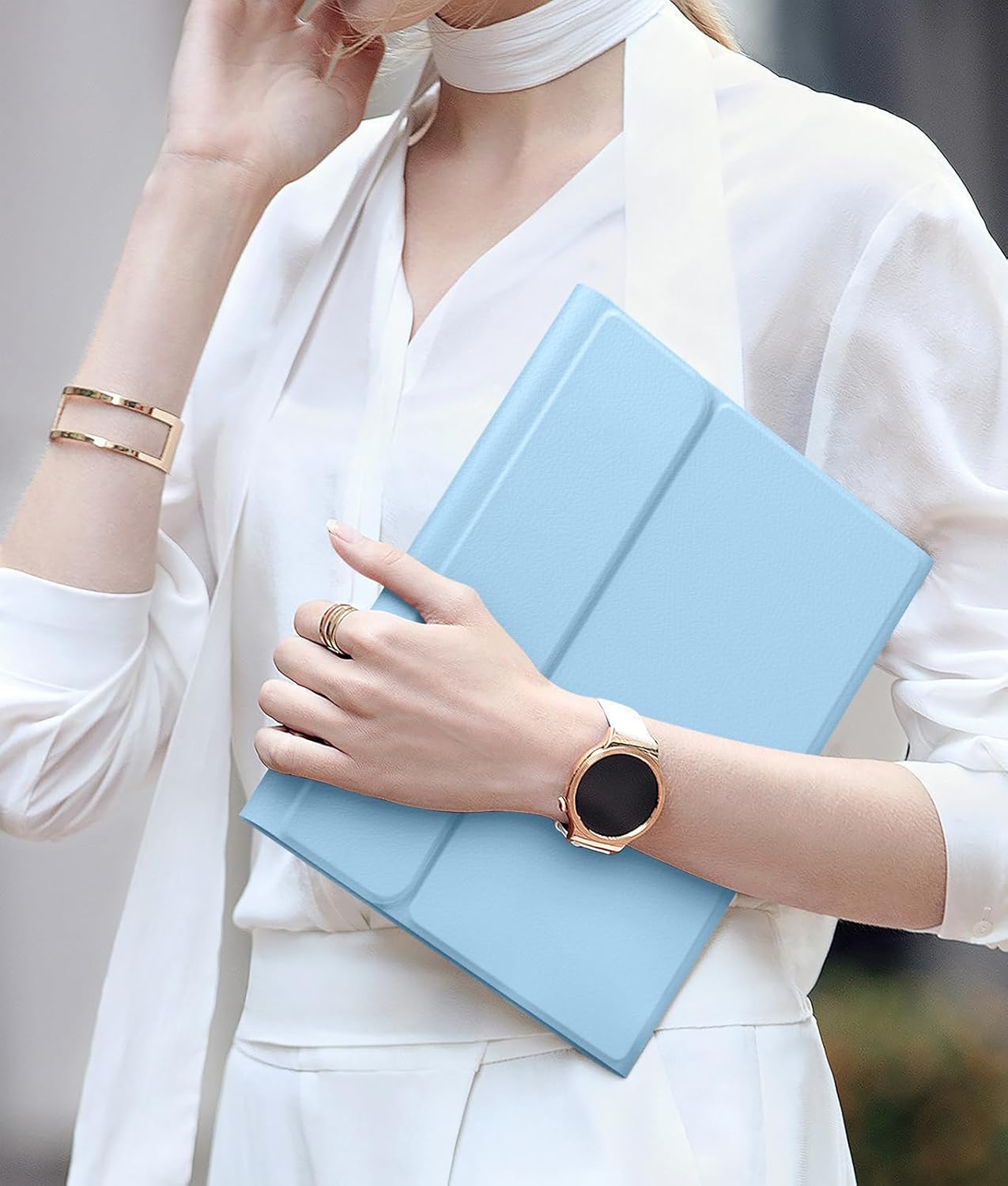 for iPad 10th Generation Case with Keyboard 10.9 Inch 2022/iPad (A16) 11th Gen 11 Inch 2025 - Magnetic Detachable Keyboard, Stain Proof Cover, Smart Folio Case with Pencil Holder - Sky Blue