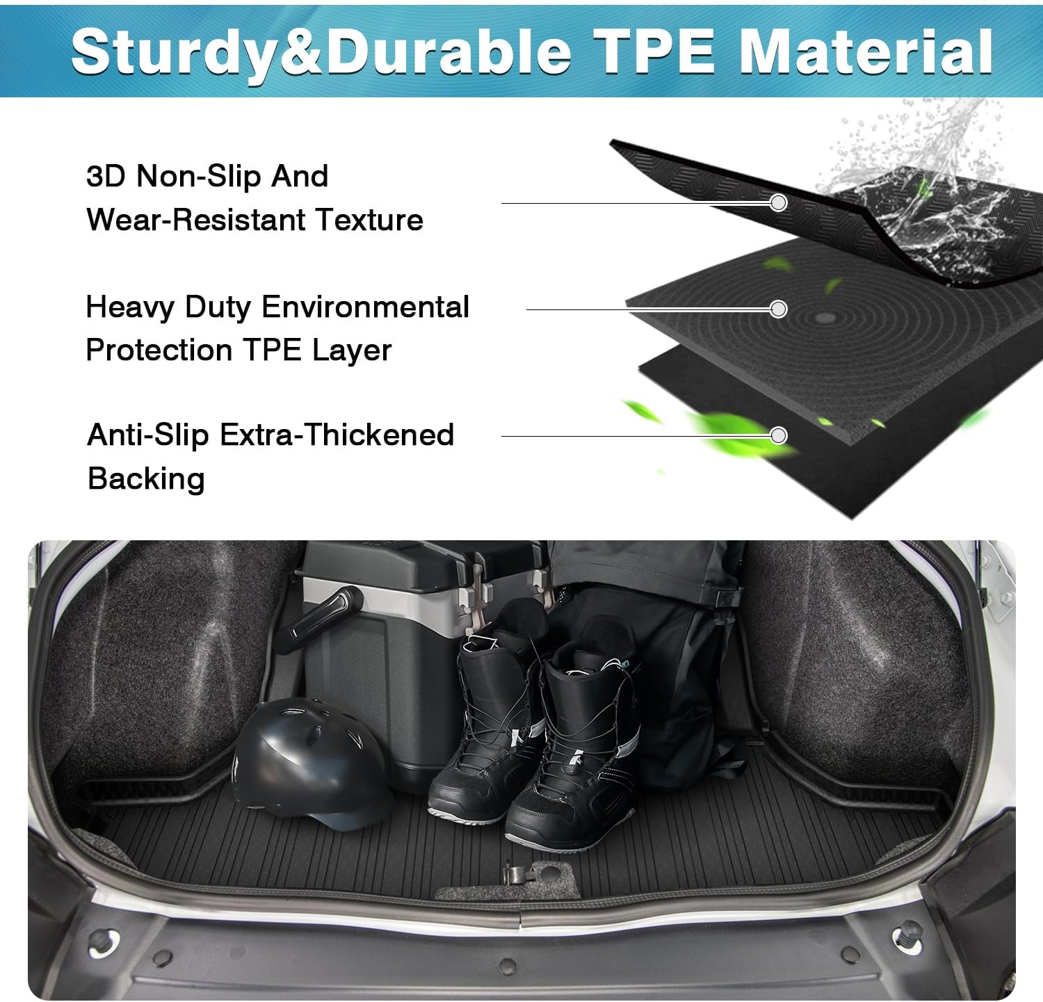 Mixsuper Liner Cargo Liner for Dodge Challenger 2011-2023, Only Fits Models Without The Subwoofer, All Weather Cargo Mat for Challenger Accessories Rear Trunk Liner Black