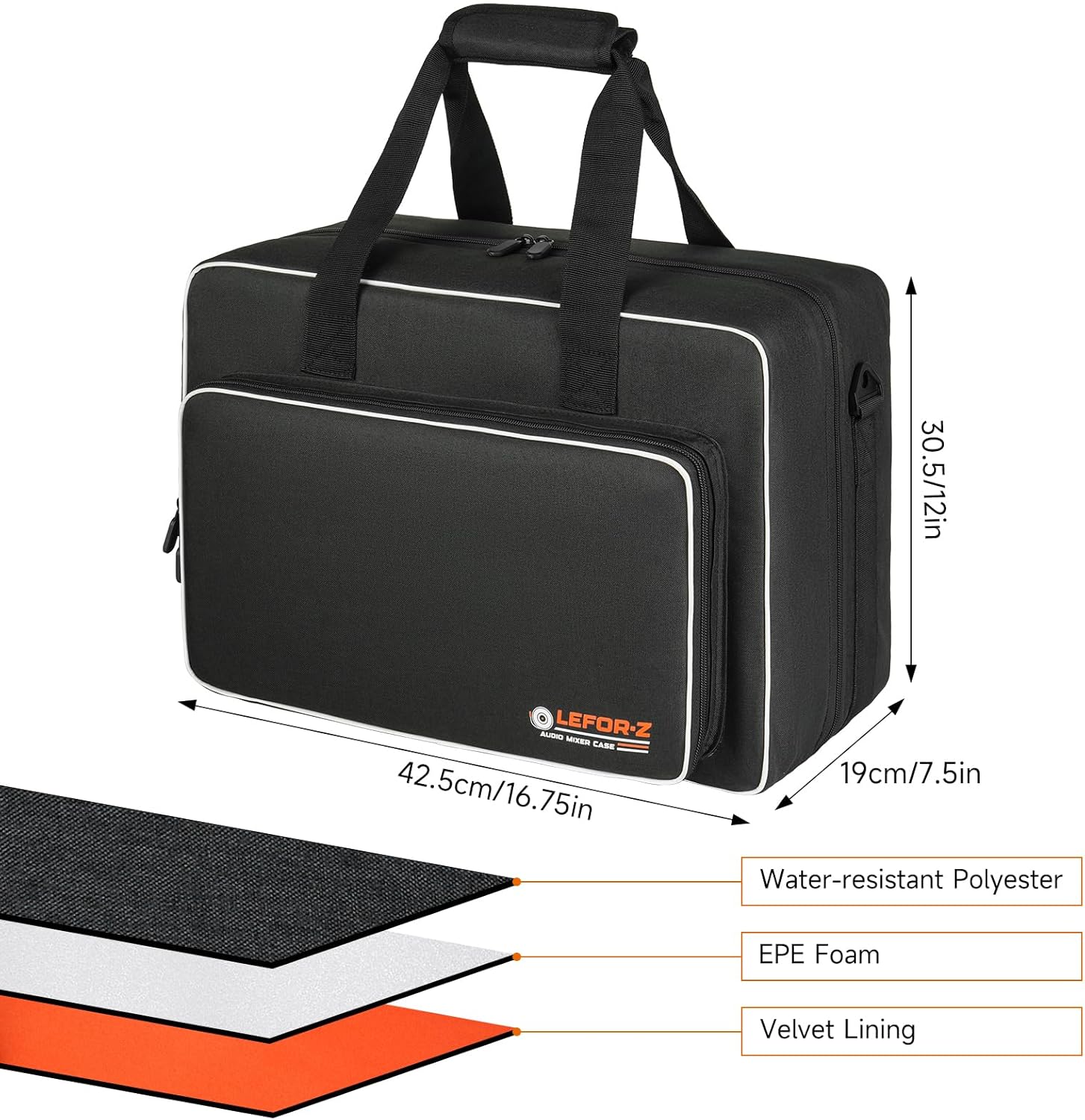 LEFOR·Z Large Audio Mixer Travel Case Compatible with RODECaster Pro,RODECaster Pro II,TC-Helicon GoXLR,Podcast Mixer Case Protective DJ Mixer Storage Bag for Microphones and More Podcast Equipment