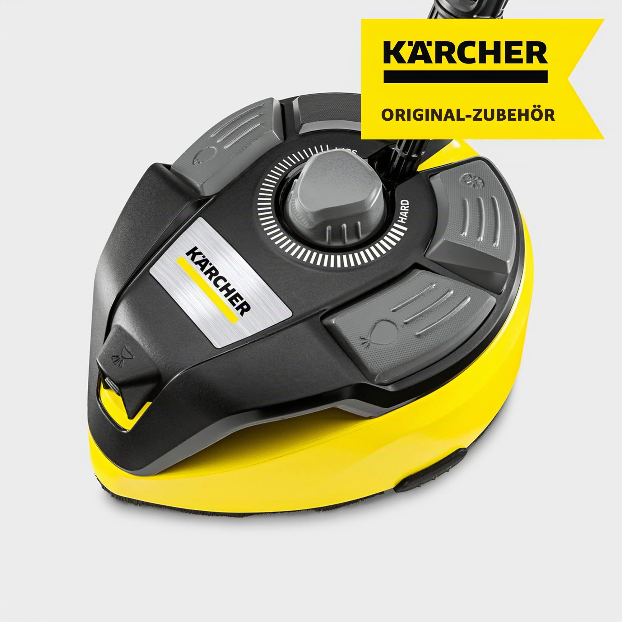 Kärcher Flächenreiniger T-Racer T 7 Plus (Spritzwasserschutz, für große Flächen, Zwei Flachstrahldüsen, Handgriff für senkrechtes Arbeiten, mit Powerdüse und Spüldüse)