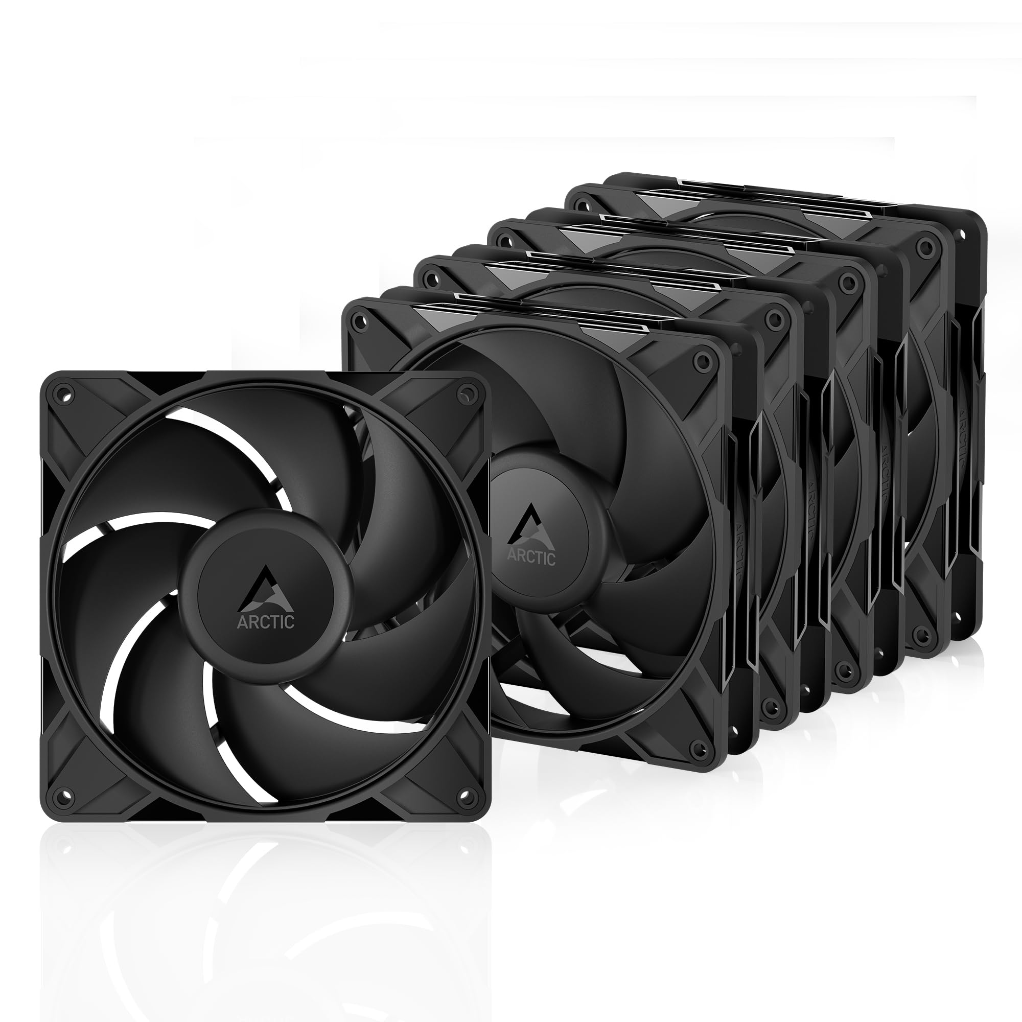 ARCTIC P14 Pro PST (5 Piezas) - Potente Ventilador de Caja PC Premium, Case Fan PWM 140 mm, Divisor de Cable en Y, 400–2500 rpm, 0 rpm <5% PWM, Rodamiento fluidodinámico, 4 Pines - Negro