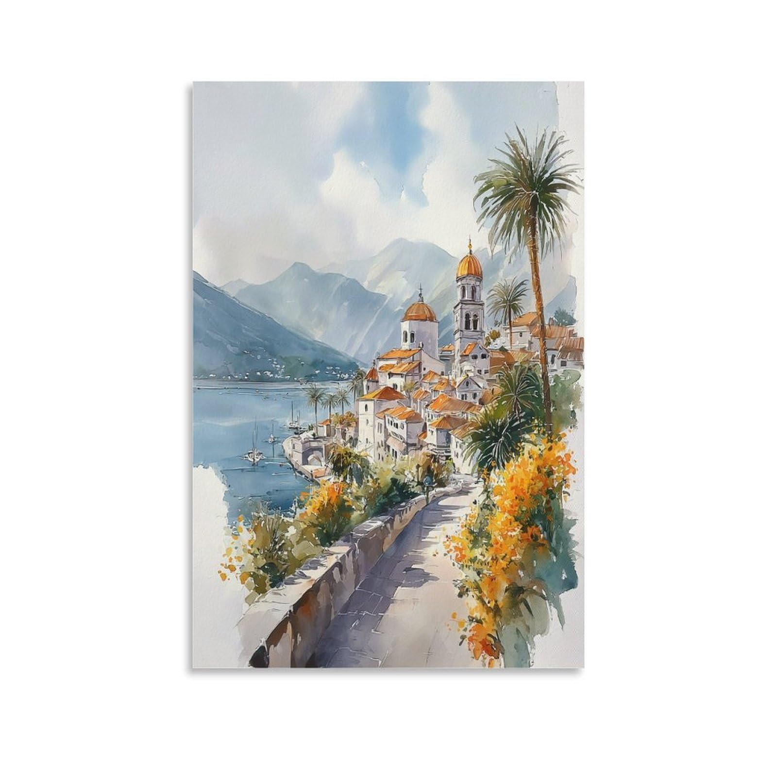 XWYMXZ Orange County California 24x36inch(60x90cm) Vintage Travel Poster Watercolor Canvas Art