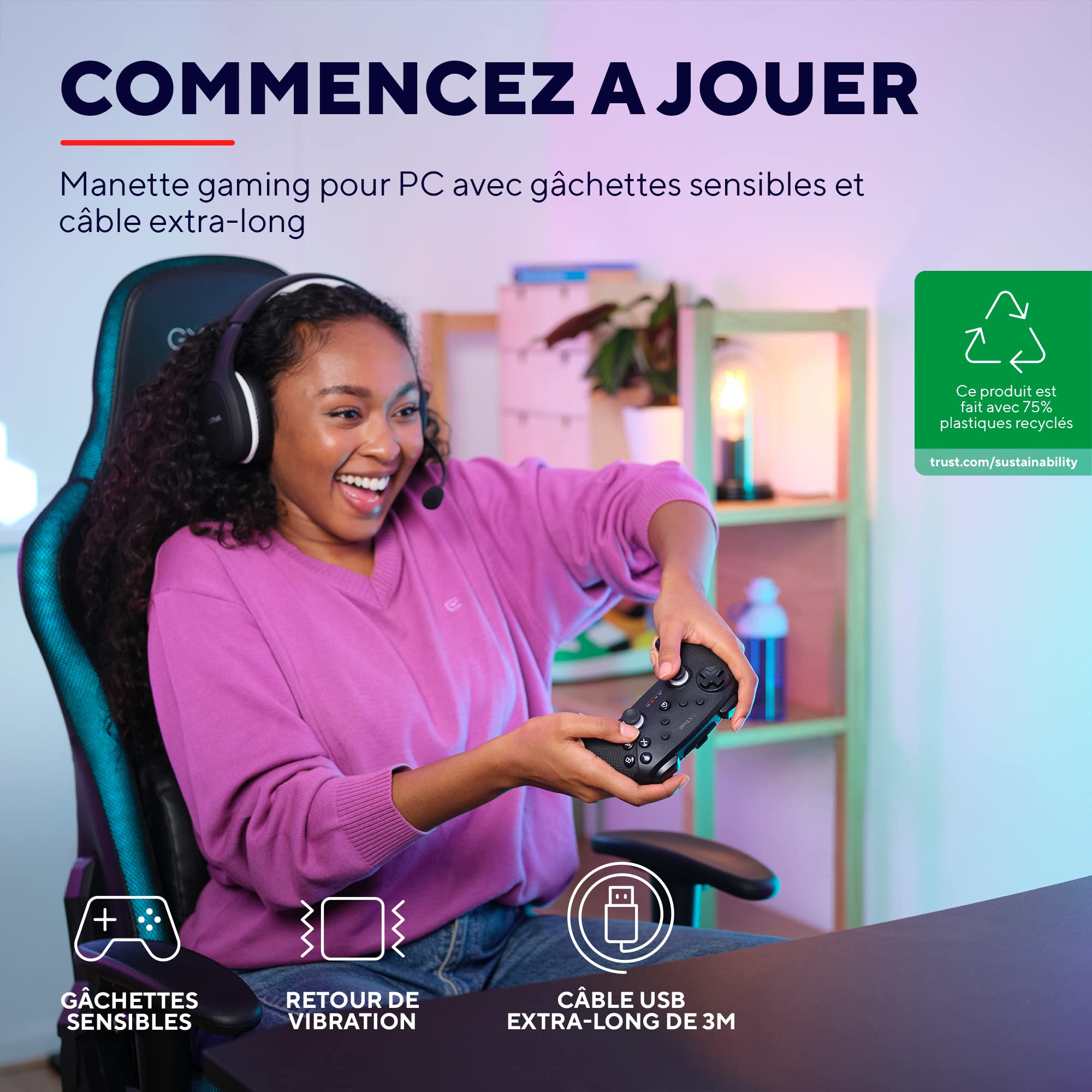 Trust Gaming GXT 542 Muta Manette Switch & PC sans Fil Bluetooth / 2.4GHz / USB, 75% Matériaux Recyclés, Batterie Rechargeable, pour Nintendo Switch Oled, iOS, Android, Consoles, Windows 10 / 11
