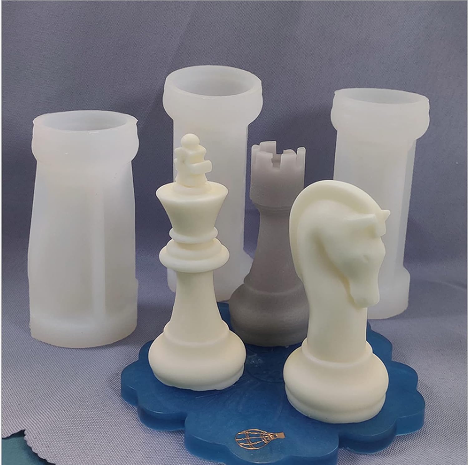 6PCS Silicone International Chess Pieces 3D Candle Making Mold Resin Epoxy Casting Mould Wax Soap Jewelry Agate Aromatherapy Plaster Craft Chocolate Molds Handmade Gift DIY Tool Home Party Table Decor