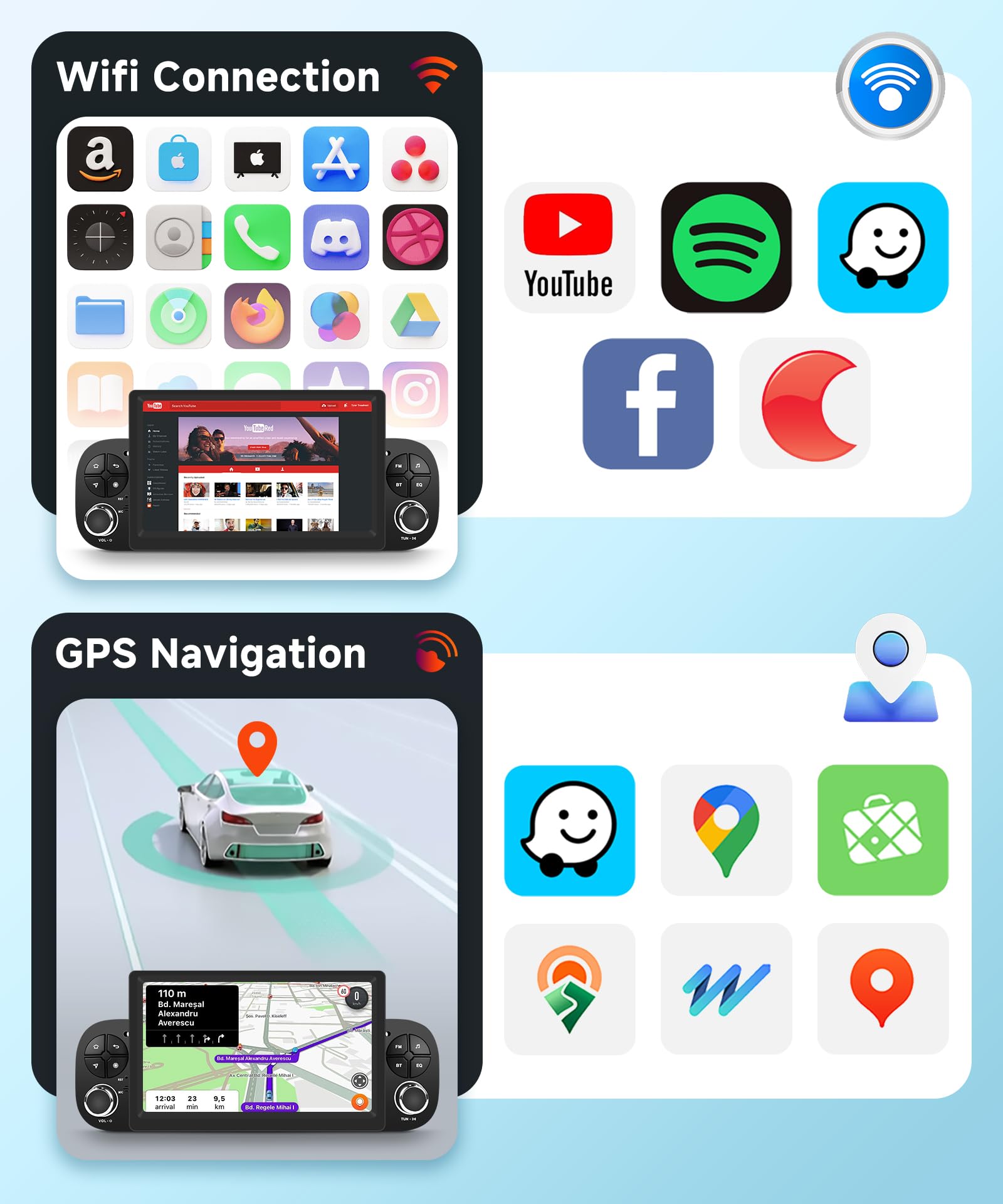 【4+64G】Hodozzy Carplay Autoradio per Fiat Panda 2013-2020, Touchscreen da 7 pollici con Android Auto/DSP/WiFi/GPS/RDS/FM/Bluetooth 5.0/USB
