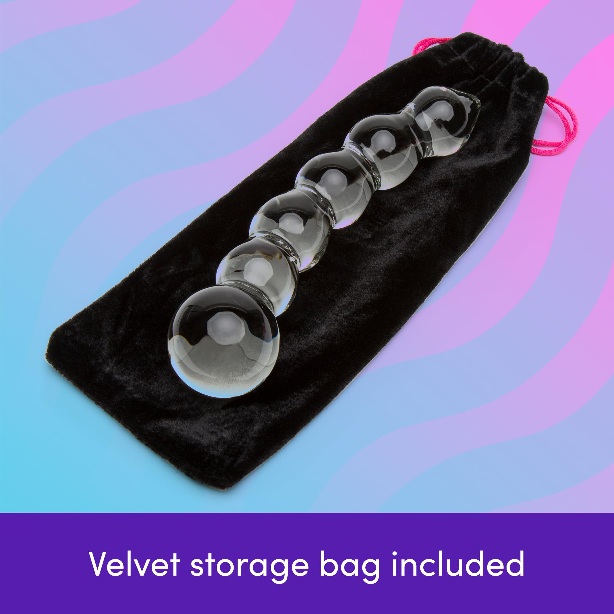 Lovehoney Gode ​​en verre - Gode perlé de 22cm - Courbé pour le point G et la stimulation anale - Jeu et massage sensuel - Jouet sexuel pour adulte - Étanche - Transparent