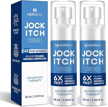 Hermon Jock Itch Spray for Men Powerful Treatment for Jock Itch - Extra Strength Spray Liquid Provides Soothing - 2.02 Fl Oz Pack of 2