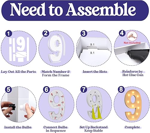 Miniatura 72 de Números iluminados grandes de 4 pies, números de marquesina 2 para decoraciones de cumpleaños de 21 para niños y niñas, números gigantes iluminados