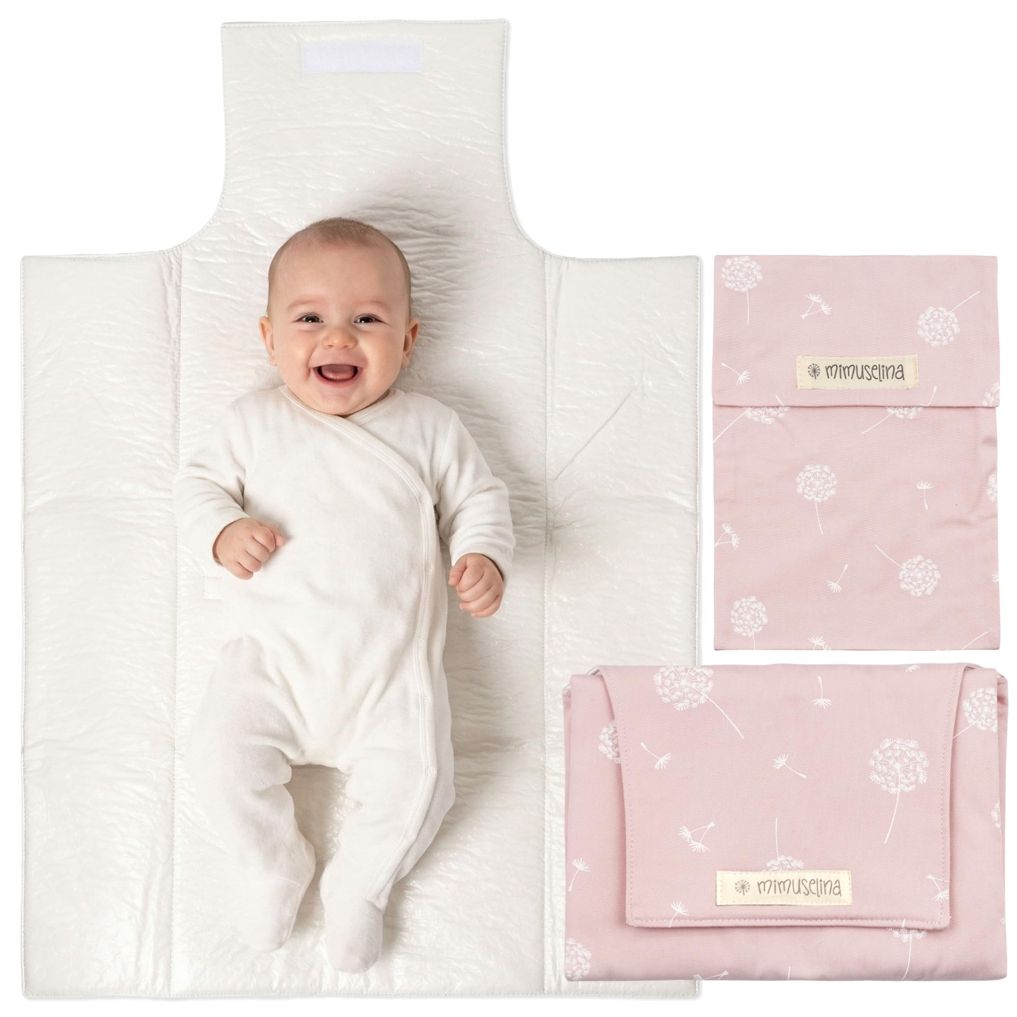 MIMUSELINA Pack de Cambiador Bebe Portatil Impermeable y Bolsa Pañales | Cambiador Bebe Plegable y Ligero para Paseo | Exterior 100% Algodón | Ideal como Regalo Recien Nacido | Hecho en España — view 10