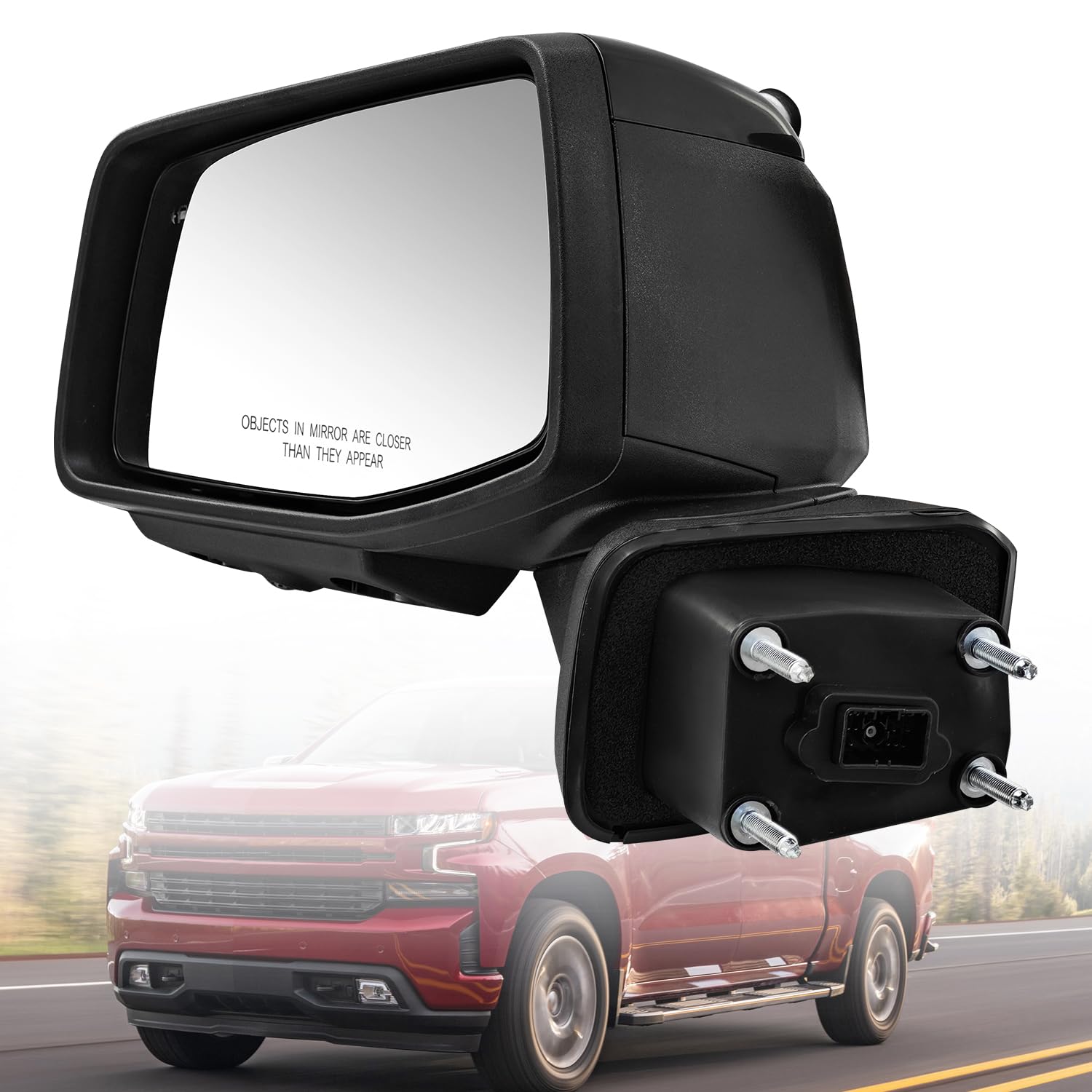 Photo 1 of Uritue Left Driver Side Mirror Fits for Chevy Silverado 1500 2019-2025 w/Camera w/BSM Support Power Folding Heated Glass Adjust with Turn Signal & Puddle Light with Memory 16Pins