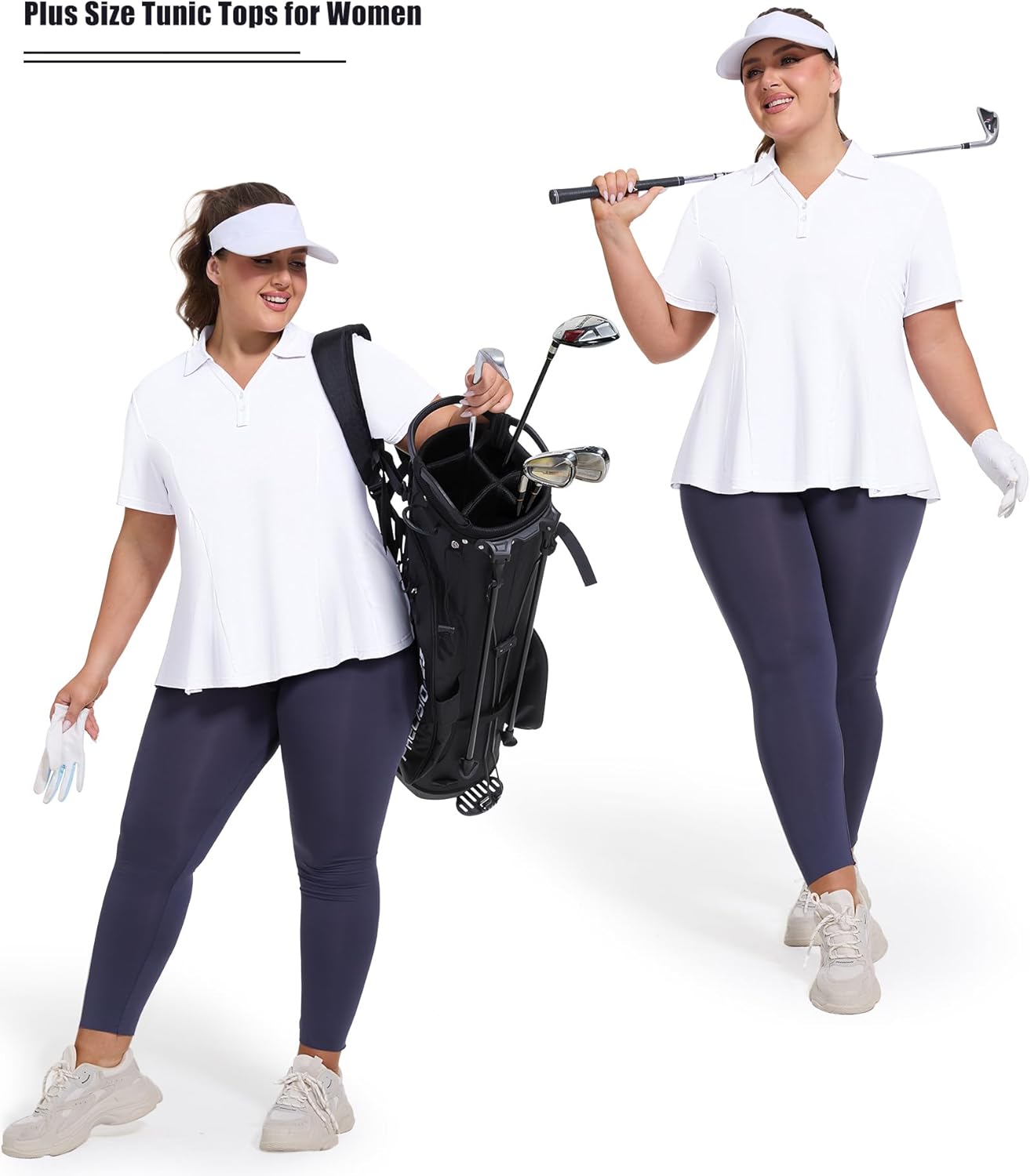 Casei Women's Plus Size Golf Polo Shirt with Sunglasses Holder UPF 50+ Tunic Tops Casual Workout Work Shirts - Image 5