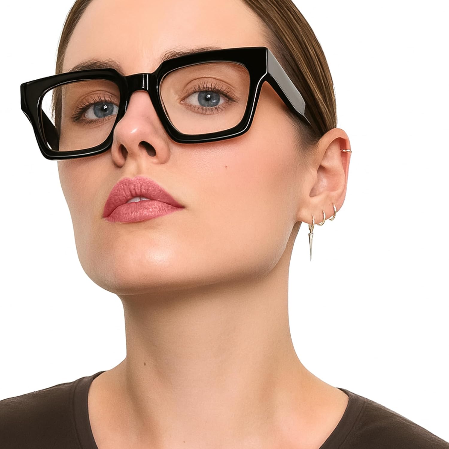 livho Oversized Eyewear Frame for Woman and Men - Rectangle Fashion Glasses for Computer, Chic Preppy Frame