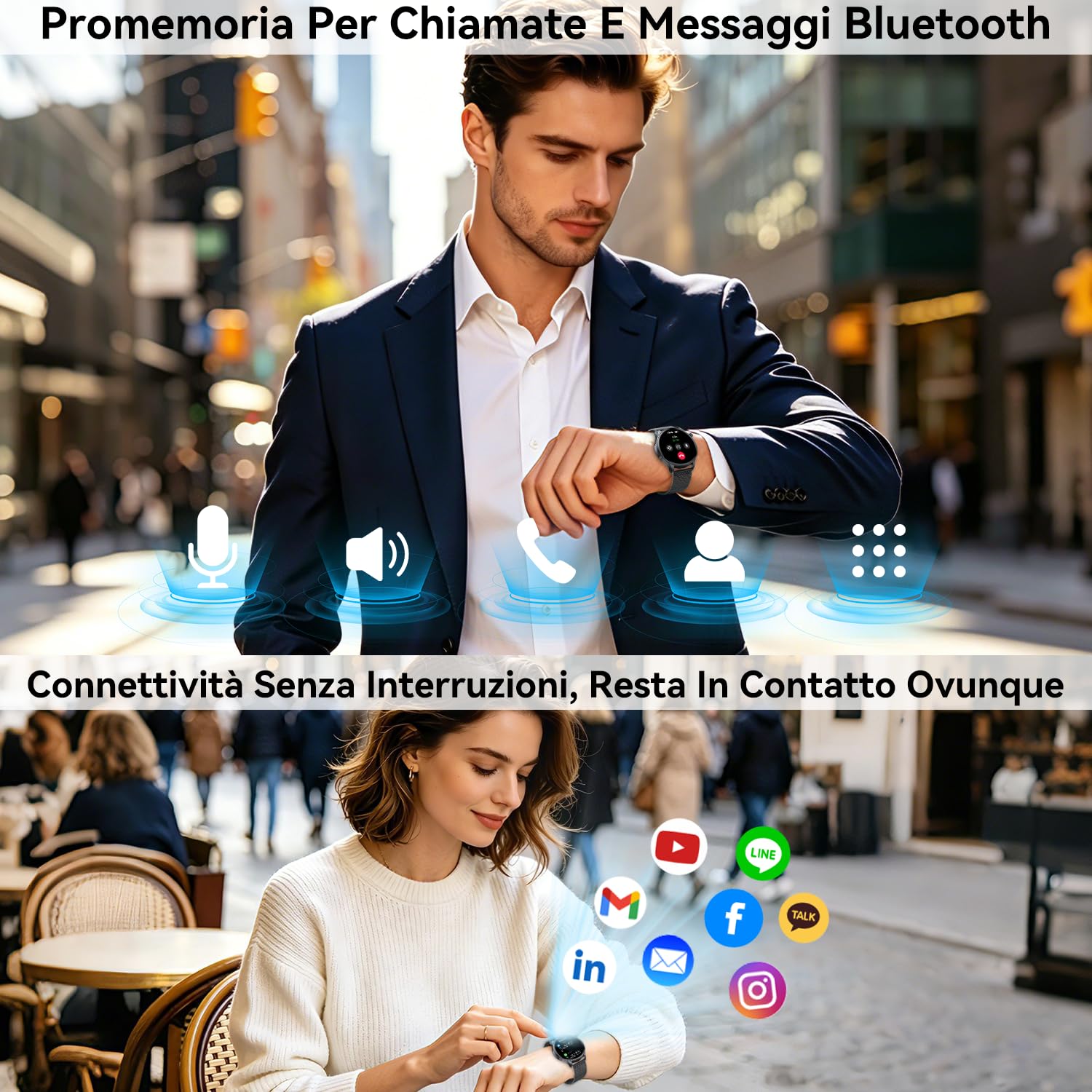 Smartwatch Uomo Donna Orologio Fitness: Effettua o Risposta Chiamate 1.43" Orologio Smartwatch Contapassi Cardiofrequenzimetro Sonno 120+ Modalità Sportivo Fitness Tracker IP68 Smart Watch Android iOS