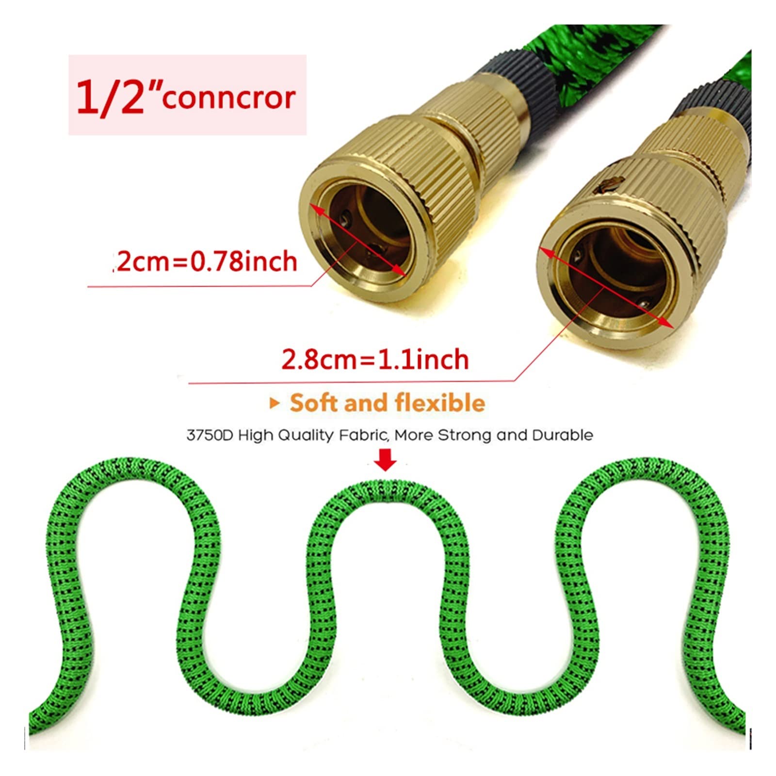 Manguera de Agua de Lavado de Coches de Alta presión Manguera de riego de jardín Extensible Flexible mangueras de riego Ajustables Resistentes al Desgaste(Hose Set,50FT-15m)