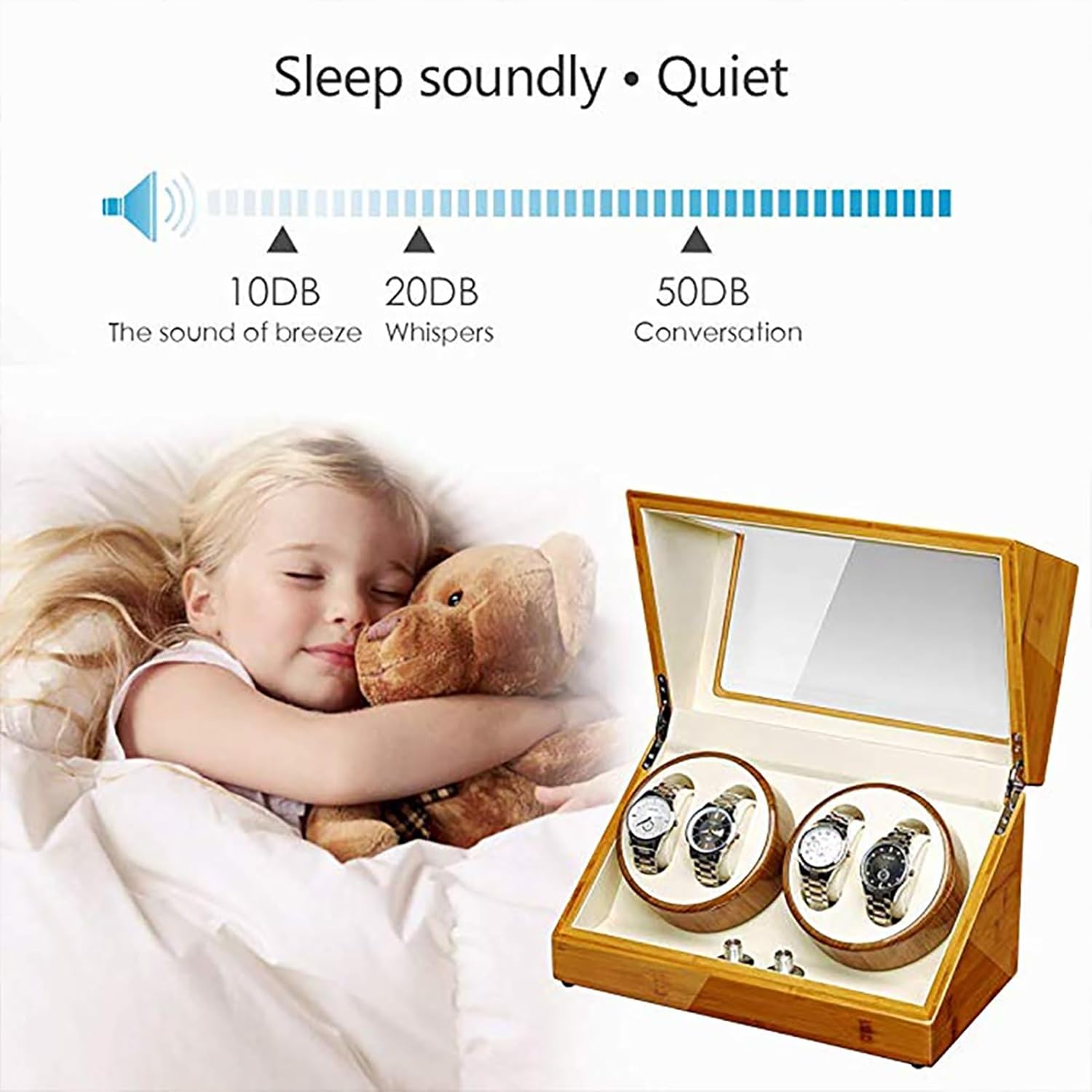 ウォッチワインダーボックス 4 自動巻き時計用 木製回転時計